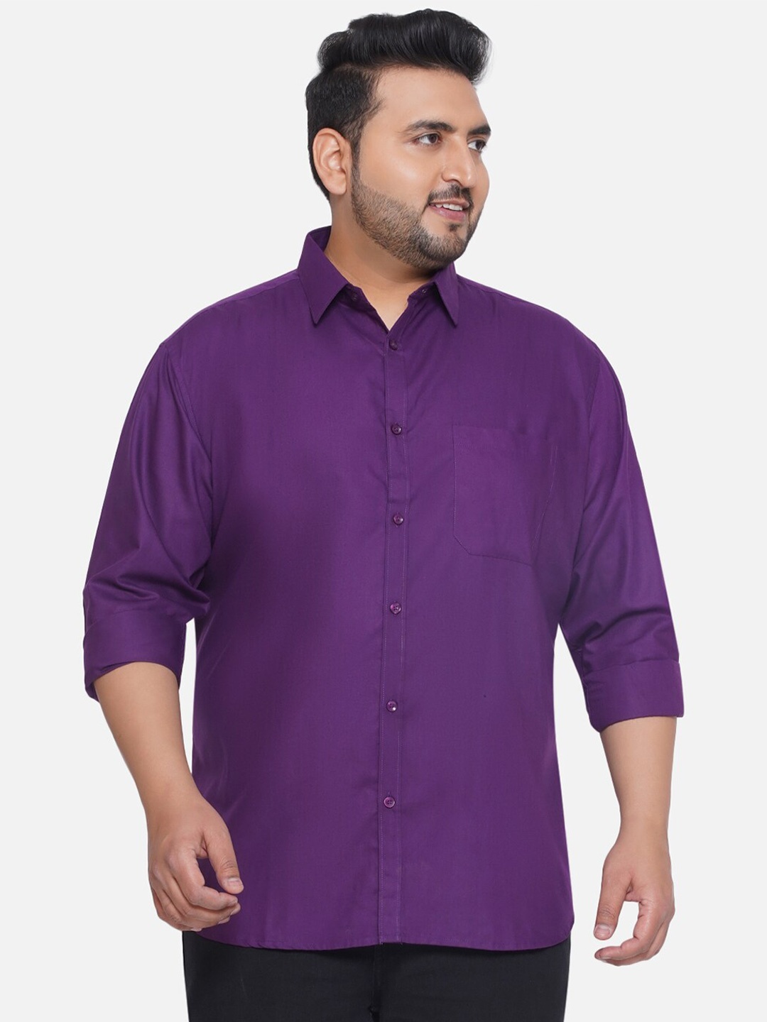 

Santonio Classic Spread Collar Cotton Casual Shirt, Purple