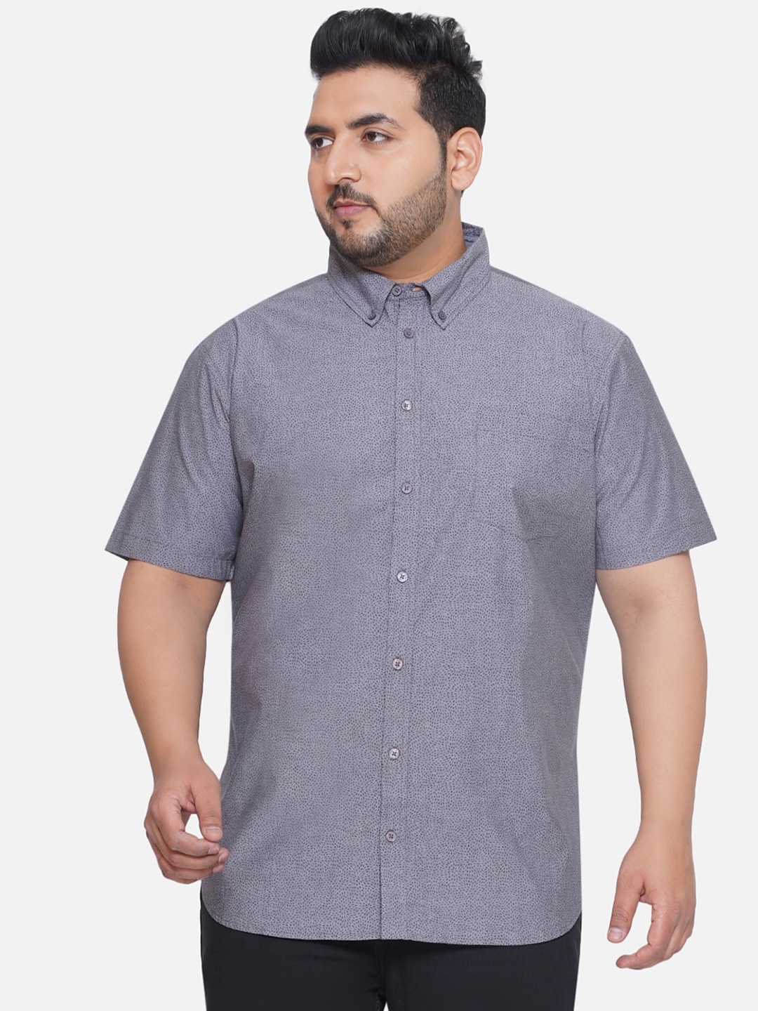 

Santonio Plus Size Classic Opaque Pure Cotton Casual Shirt, Grey