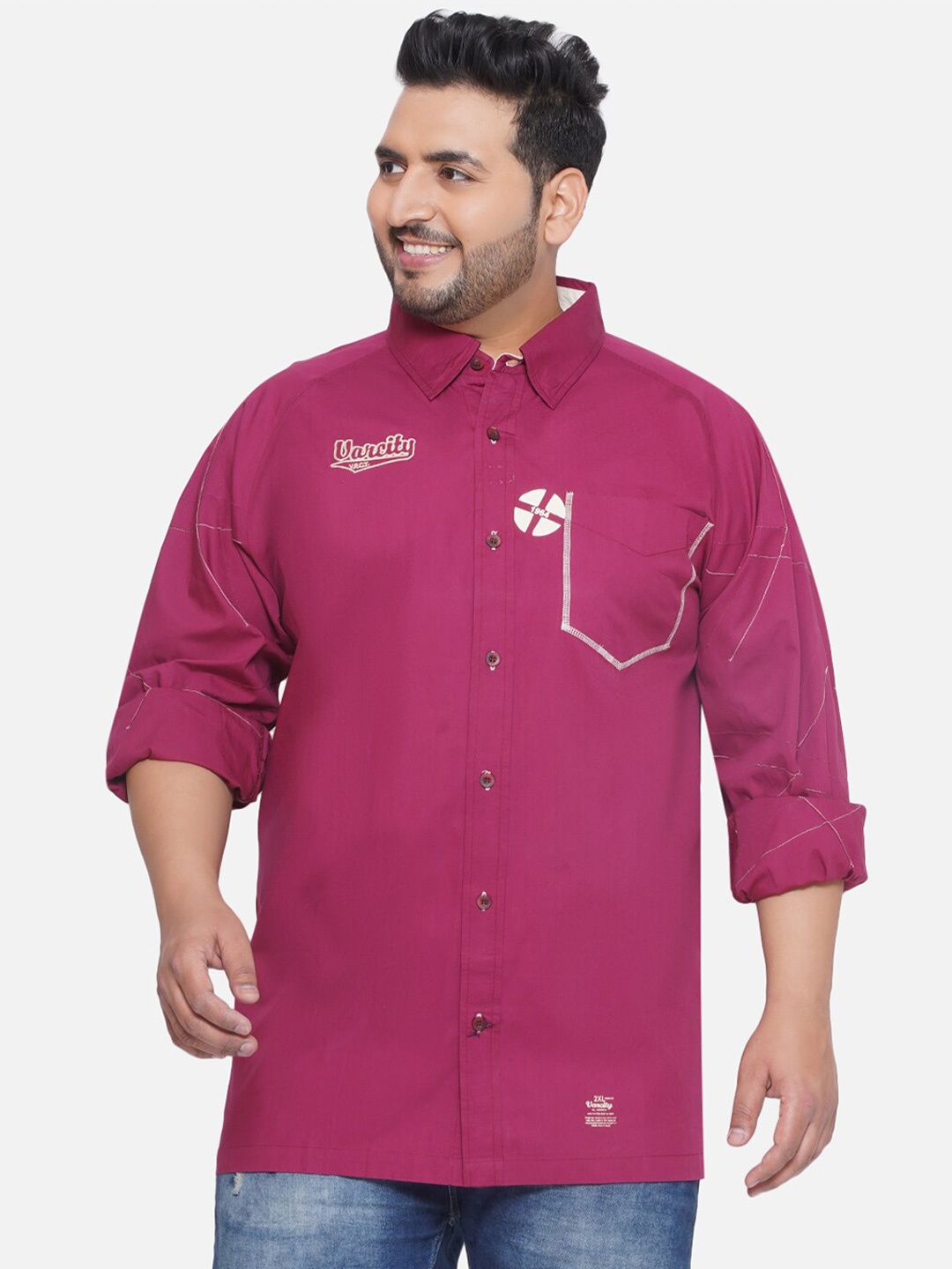 

Santonio Classic Spread Collar Cotton Casual Shirt, Pink