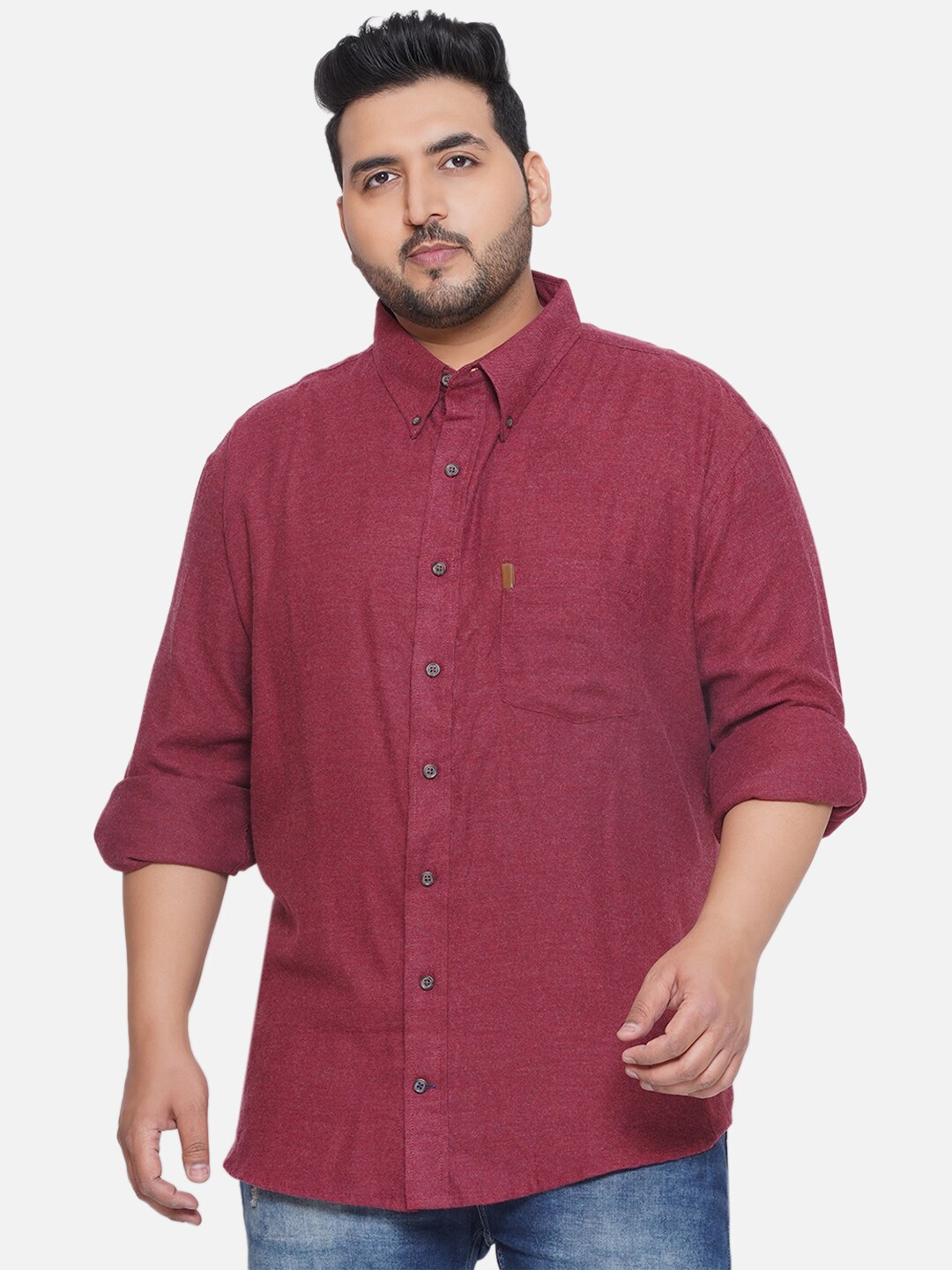 

Santonio Plus Size Micro Checks Checked Classic Pure Cotton Casual Shirt, Maroon