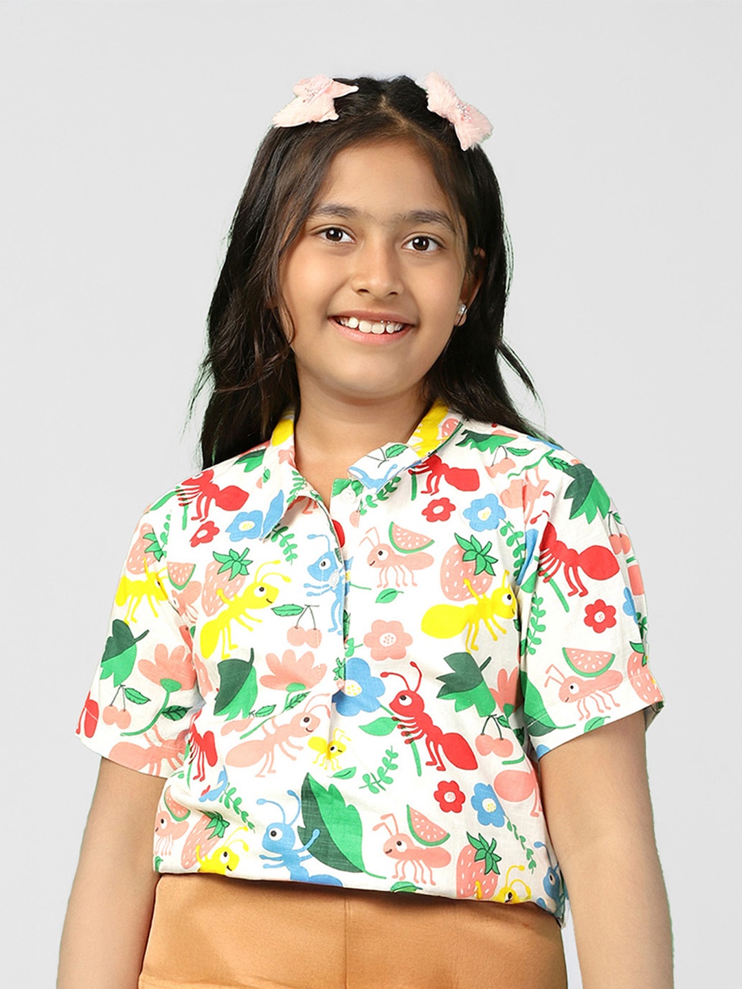 

Somersault Girls Floral Opaque Printed Casual Shirt, White