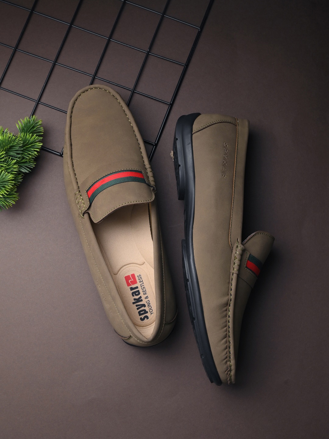 

SPYKAR Men Round Toe Loafers, Olive