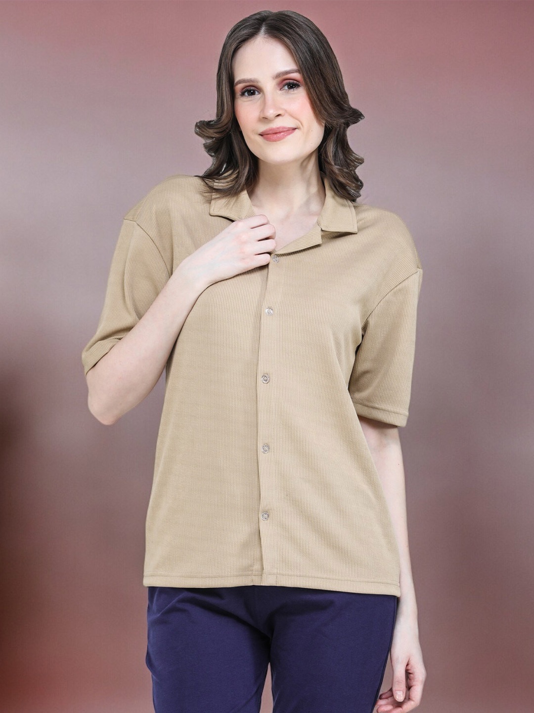 

CLAFOUTIS Relaxed Relaxed Fit Casual Shirt, Camel brown