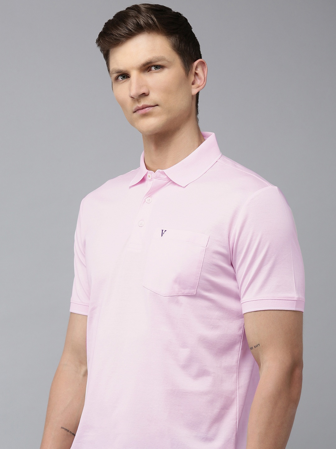 

Van Heusen Men Polo Collar Pure Cotton T-shirt, Pink