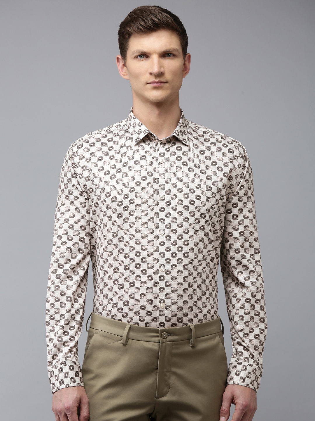 

Van Heusen Slim Fit Opaque Printed Pure Cotton Semiformal Shirt, White