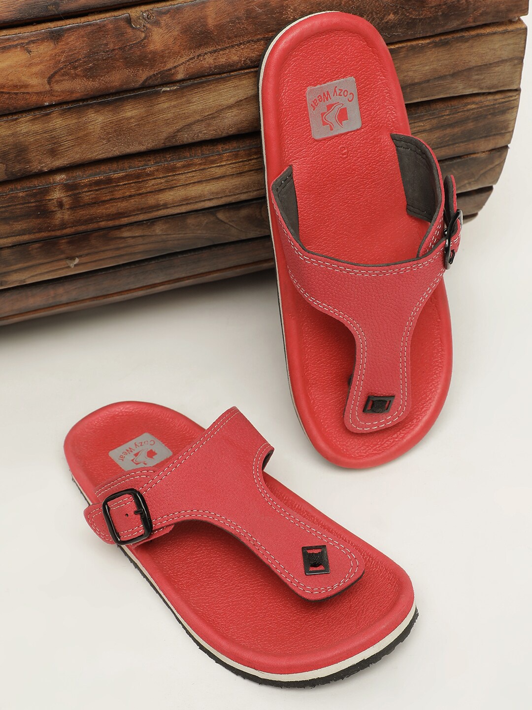 

Cozy Wear Men Rubber Thong Flip-Flops, Red