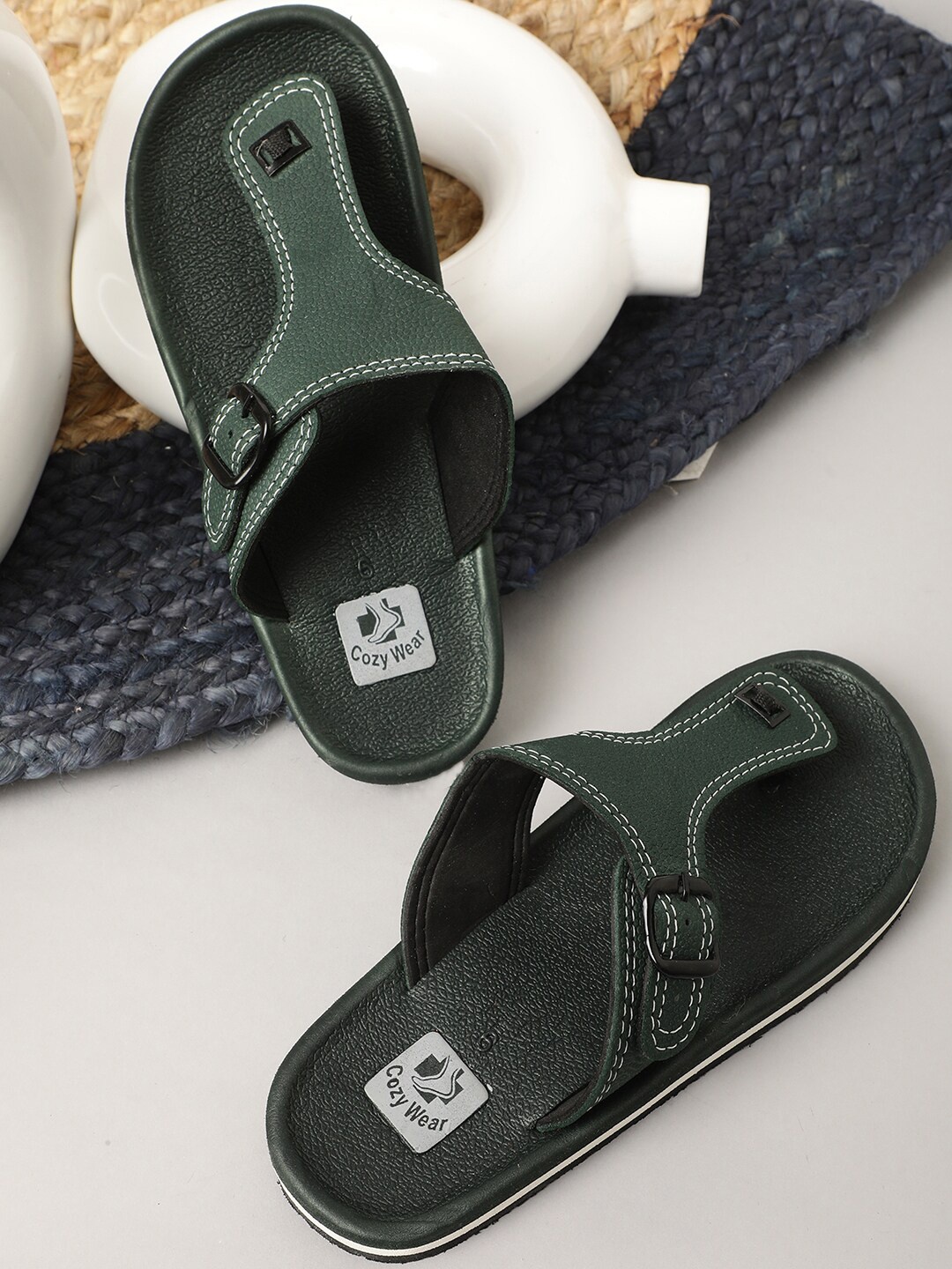 

Cozy Wear Men Rubber Thong Flip-Flops, Green