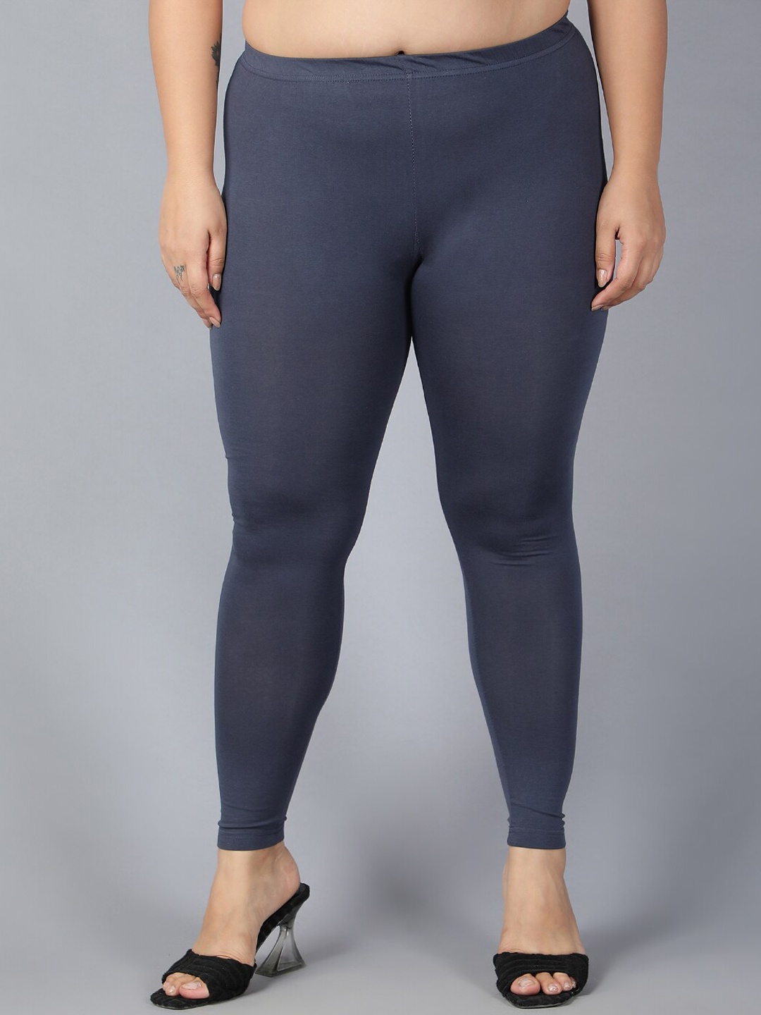 Plus Size Ankle Length Leggings, Grey