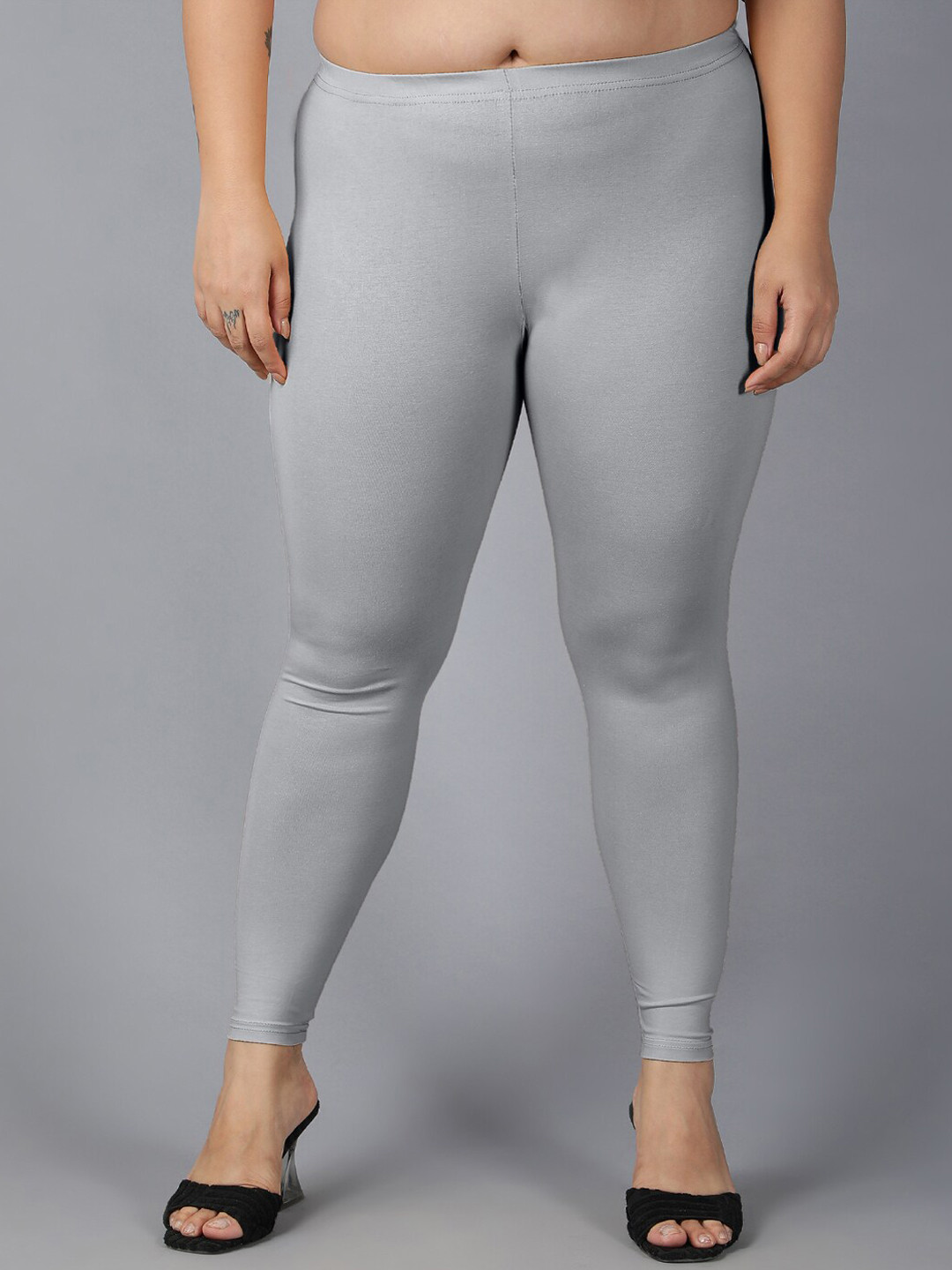 

Plus Size Mid Rise Ankle Length Leggings, Grey