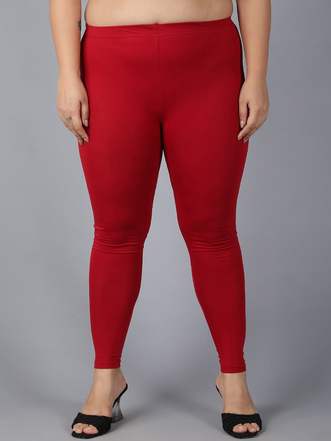 

Plus Size Mid Rise Ankle Length Leggings, Maroon