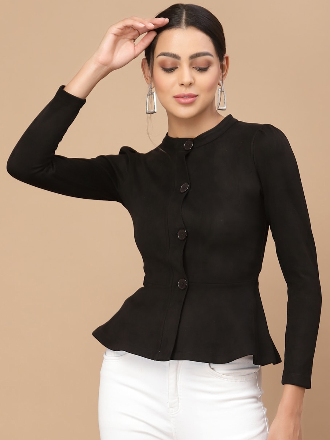 

HOUSE OF KKARMA Suede Tailored Jacket, Black