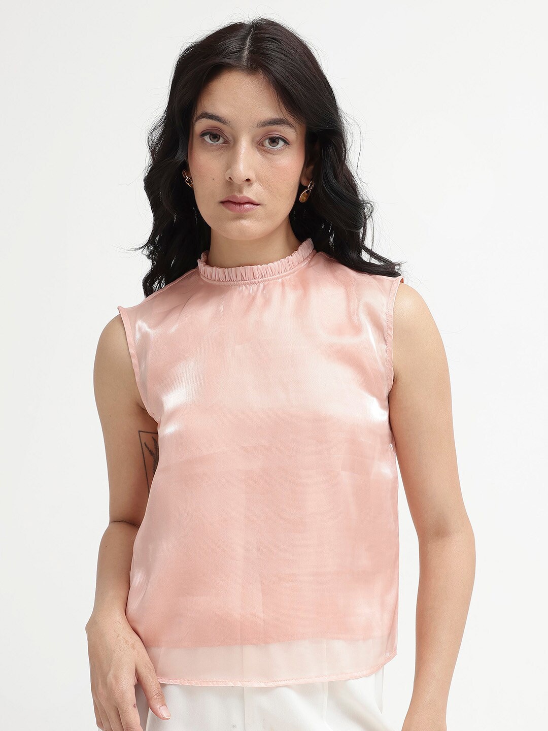 

RAREISM High Neck Sleeveless Cotton Top, Beige
