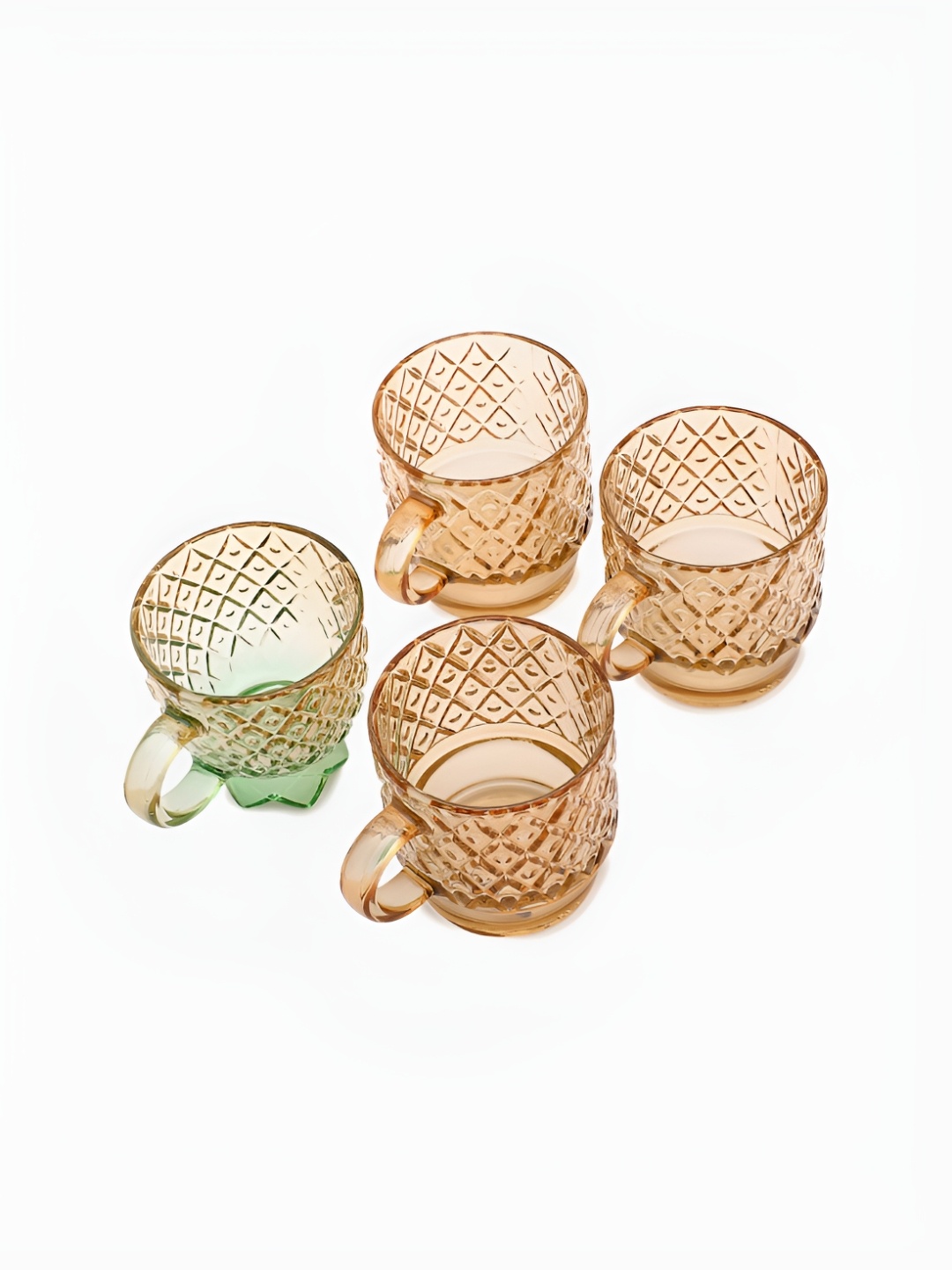

Bonhomie Transparent & Yellow 4 Pieces Textured Glass Matte Cups