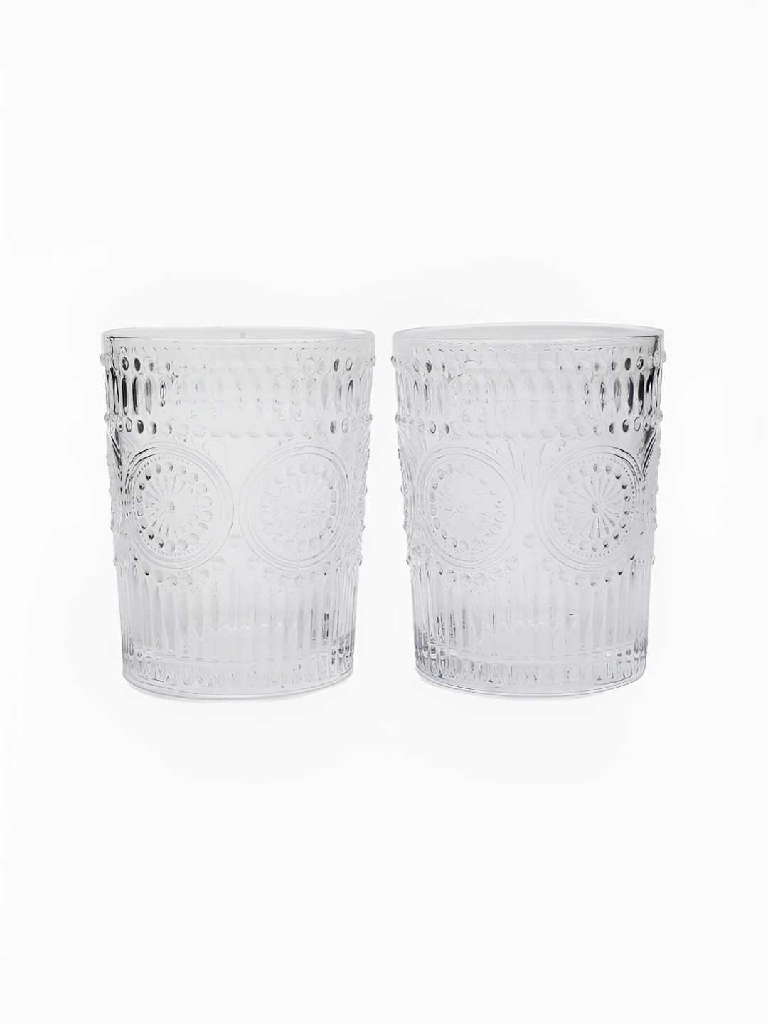 

Bonhomie Transparent 2 Pieces Textured Glass Transparent Cups 250 ml
