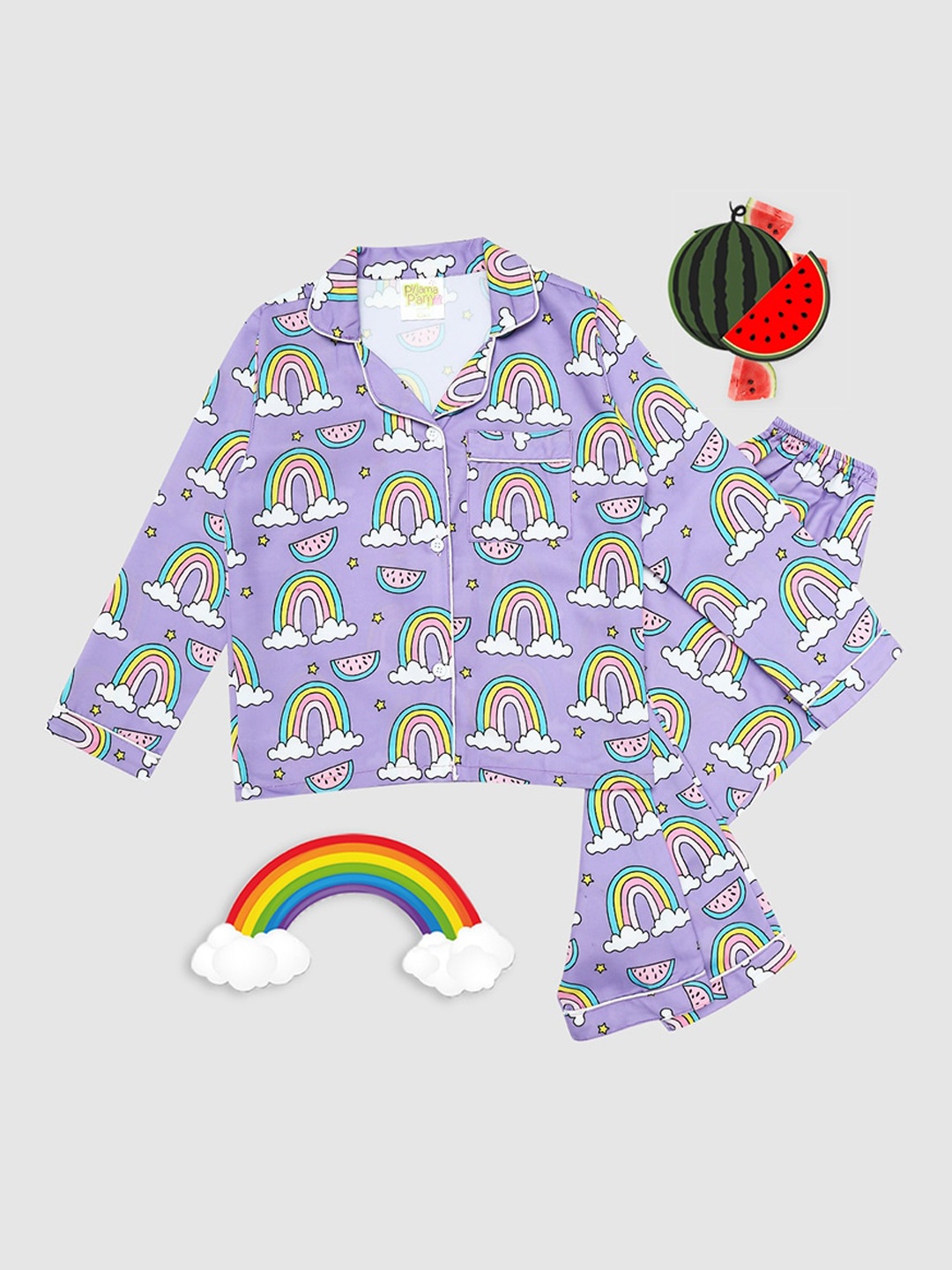 

Pyjama Party Kids Printed Shirt With Pyjamas, Purple