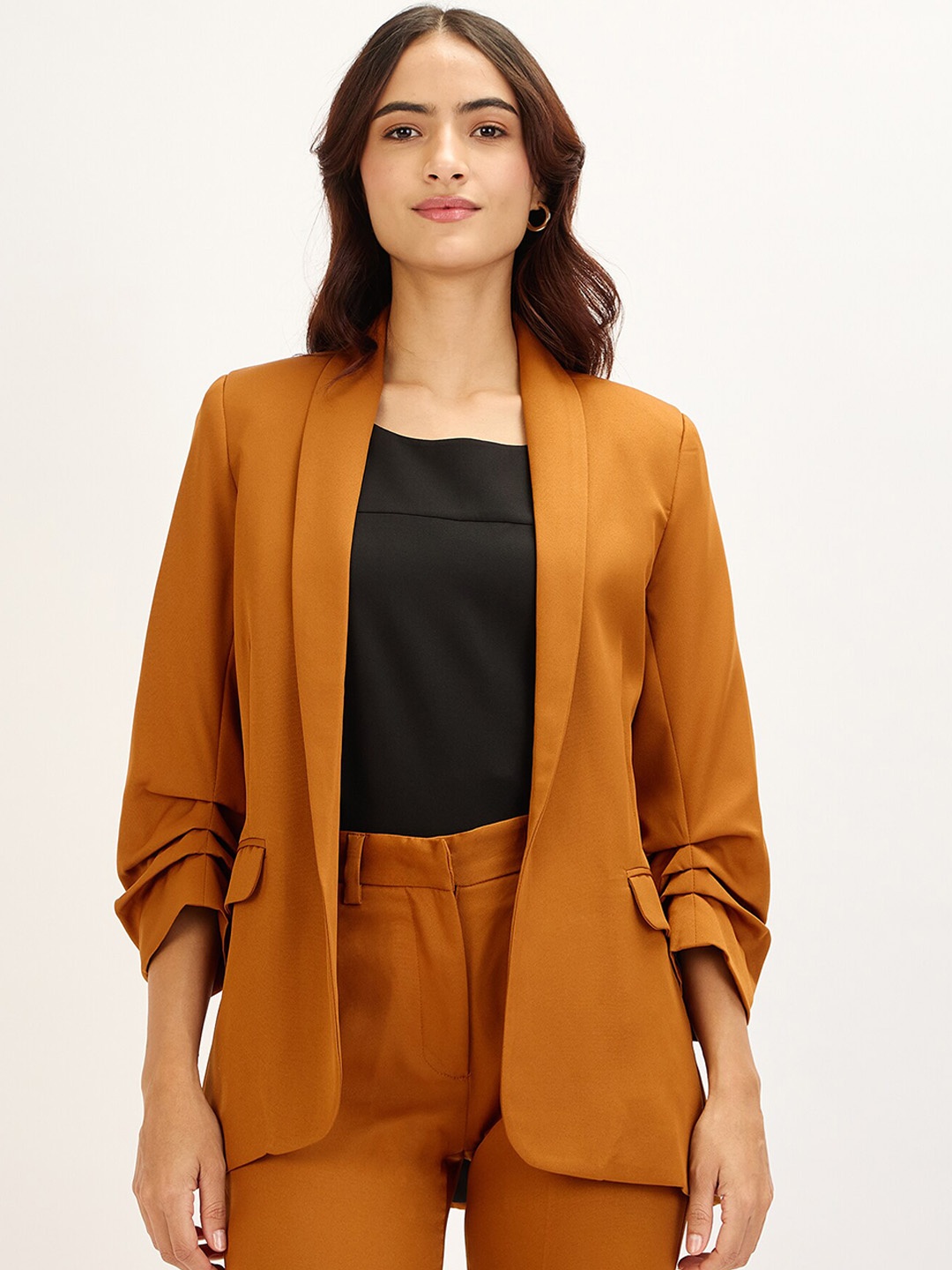 

SALT ATTIRE Relaxed-Fit Open Front Formal Blazer, Brown