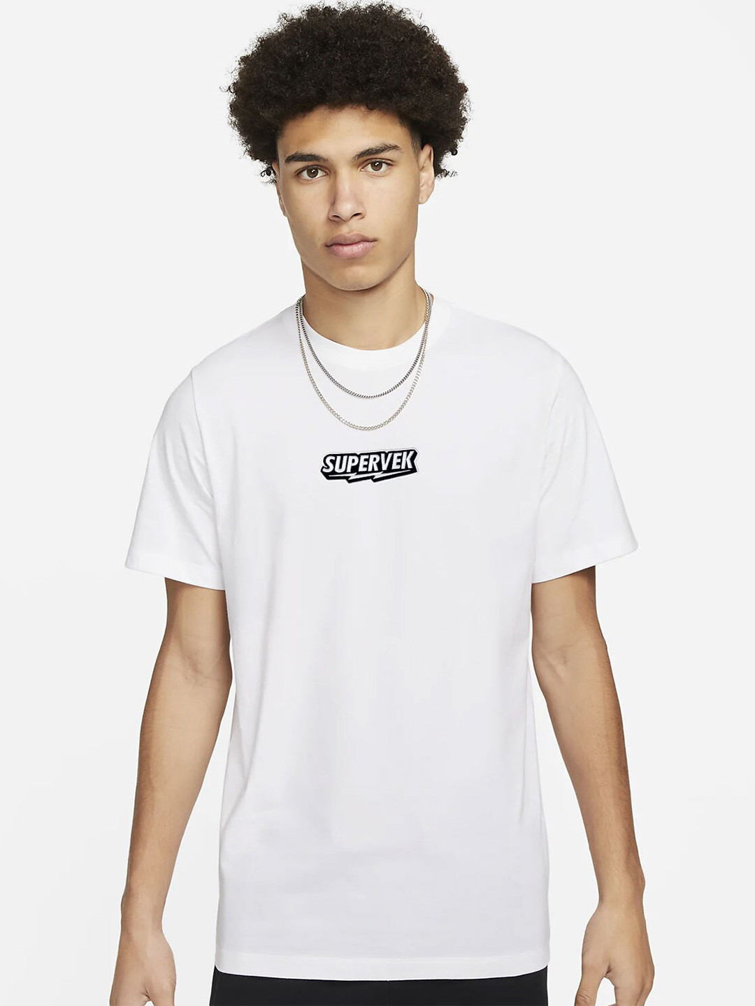

SUPERVEK Regular Fit Short Sleeves Round Neck Cotton T-shirt, White