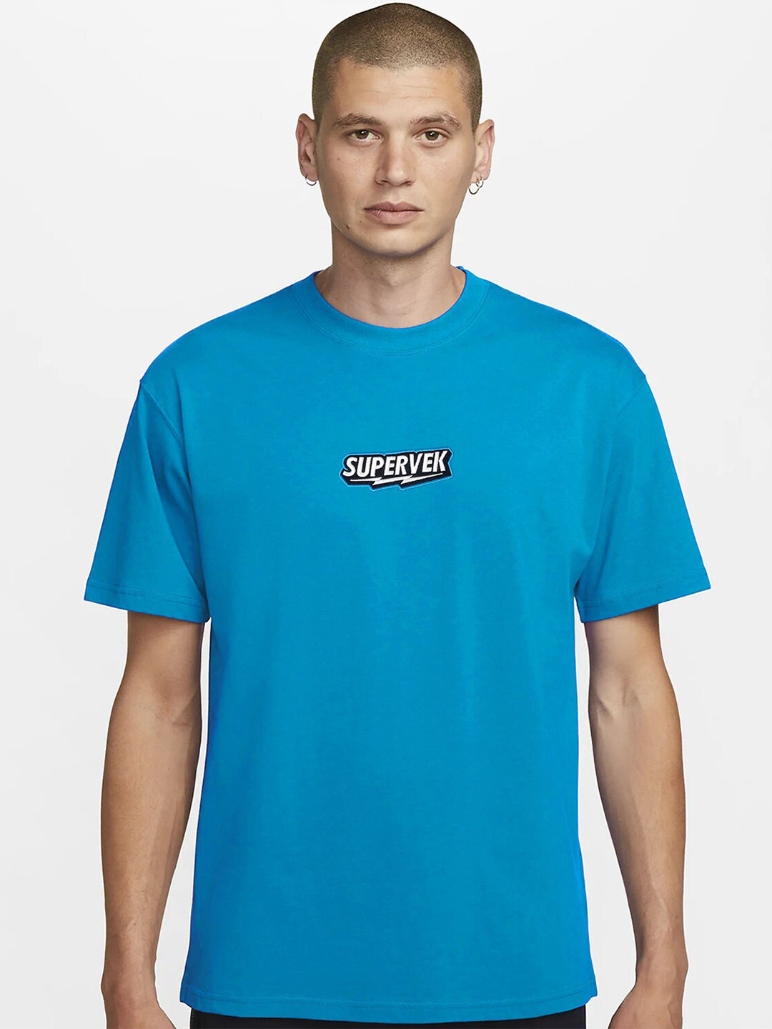 

SUPERVEK Typography Round Neck T-shirt, Blue