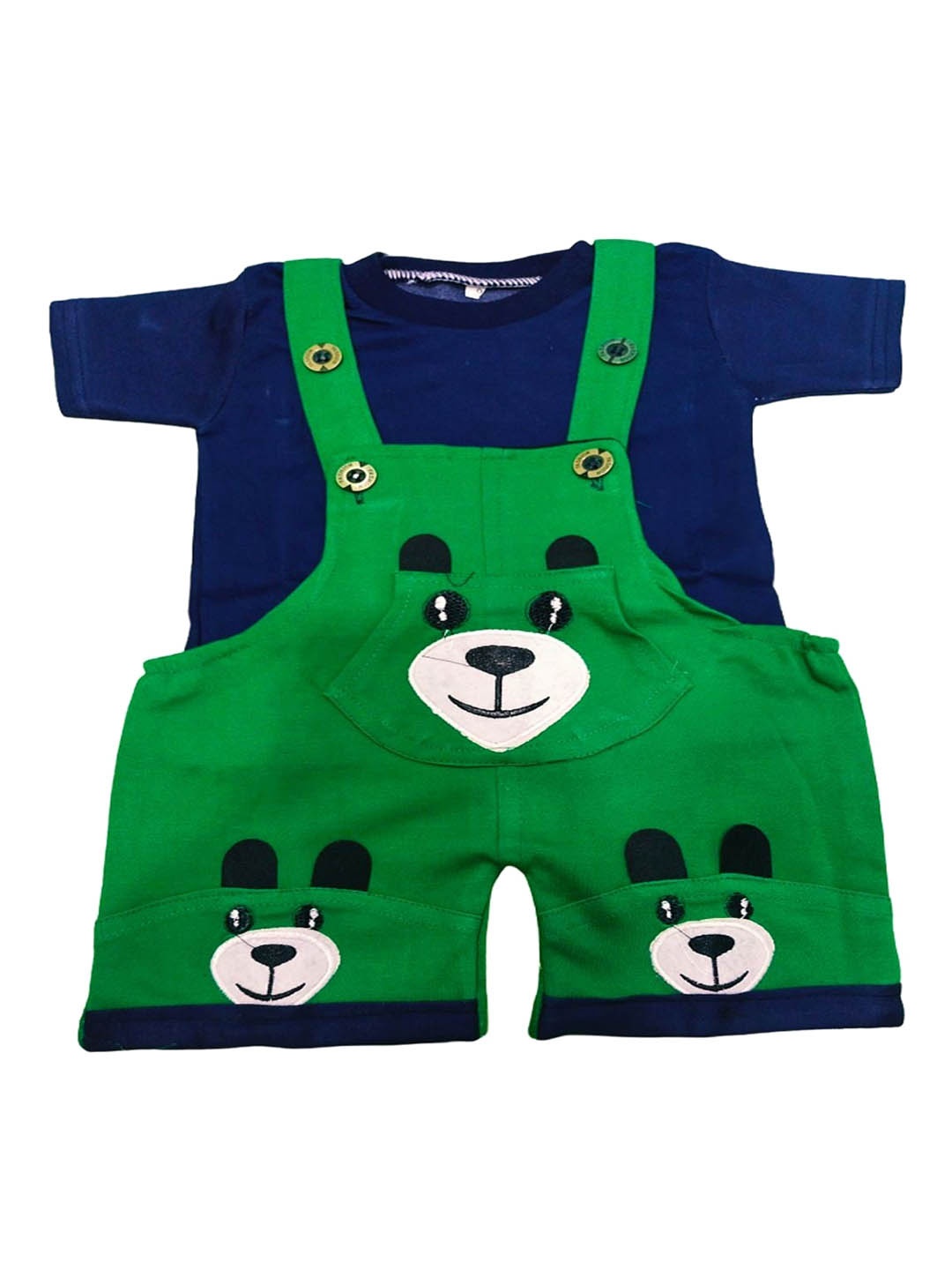 

BAESD Infant Boys Printed Cotton Dungaree, Green