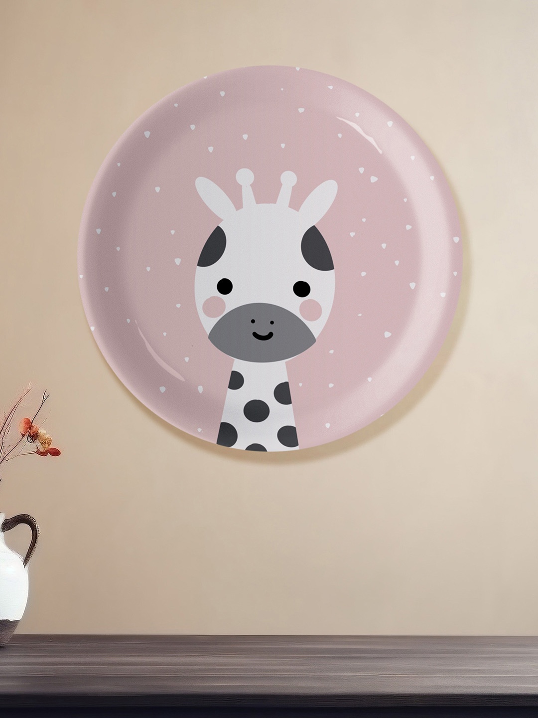 

nestroots Pink & White Cartoon Printed Roaring & Purring Pals Wall Plate