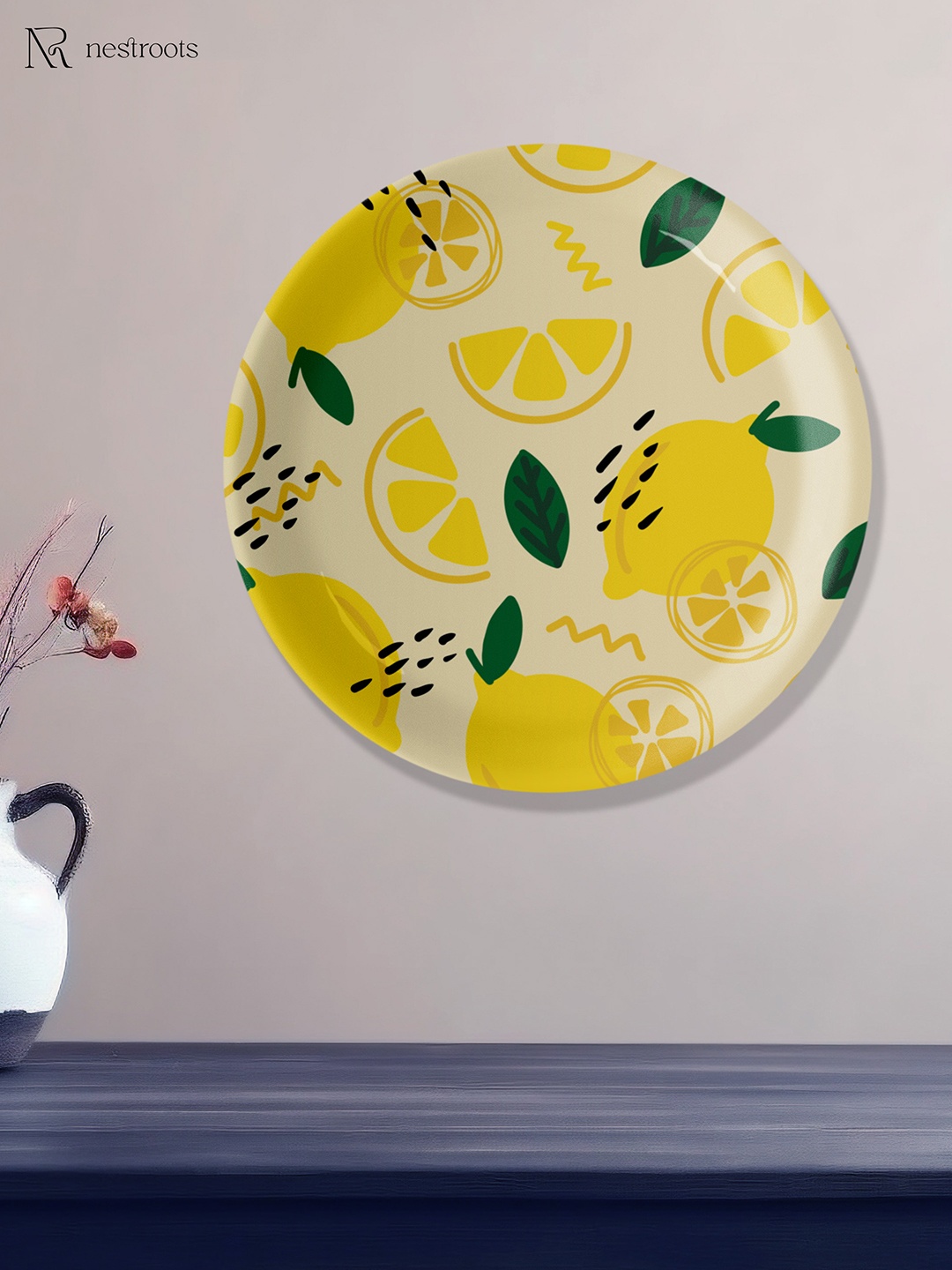 

nestroots Juicy Jungle Yellow & White Printed Wall Plate