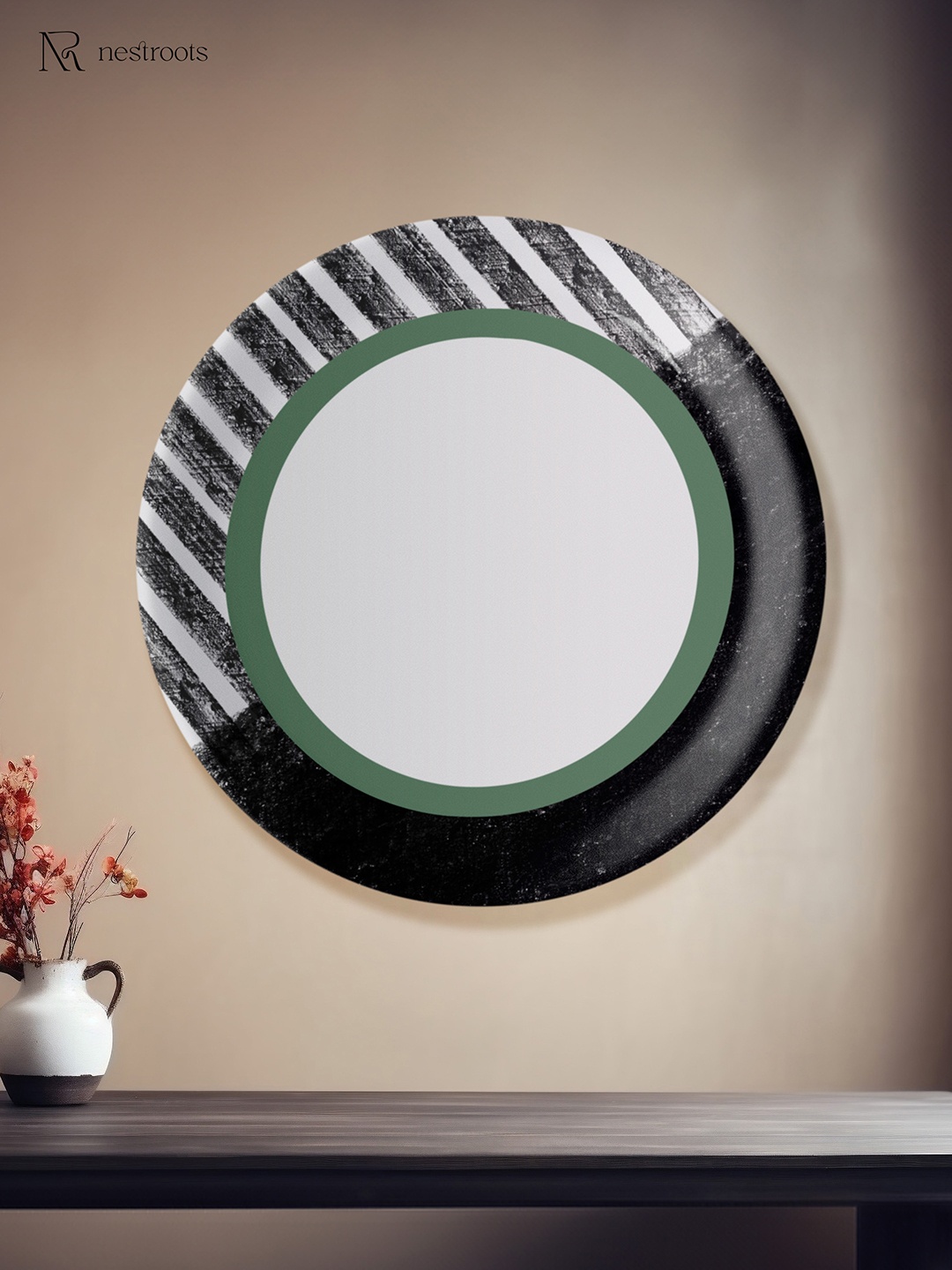 

nestroots Intertwined Lines White & Black Printed Ceramic Wall Plates