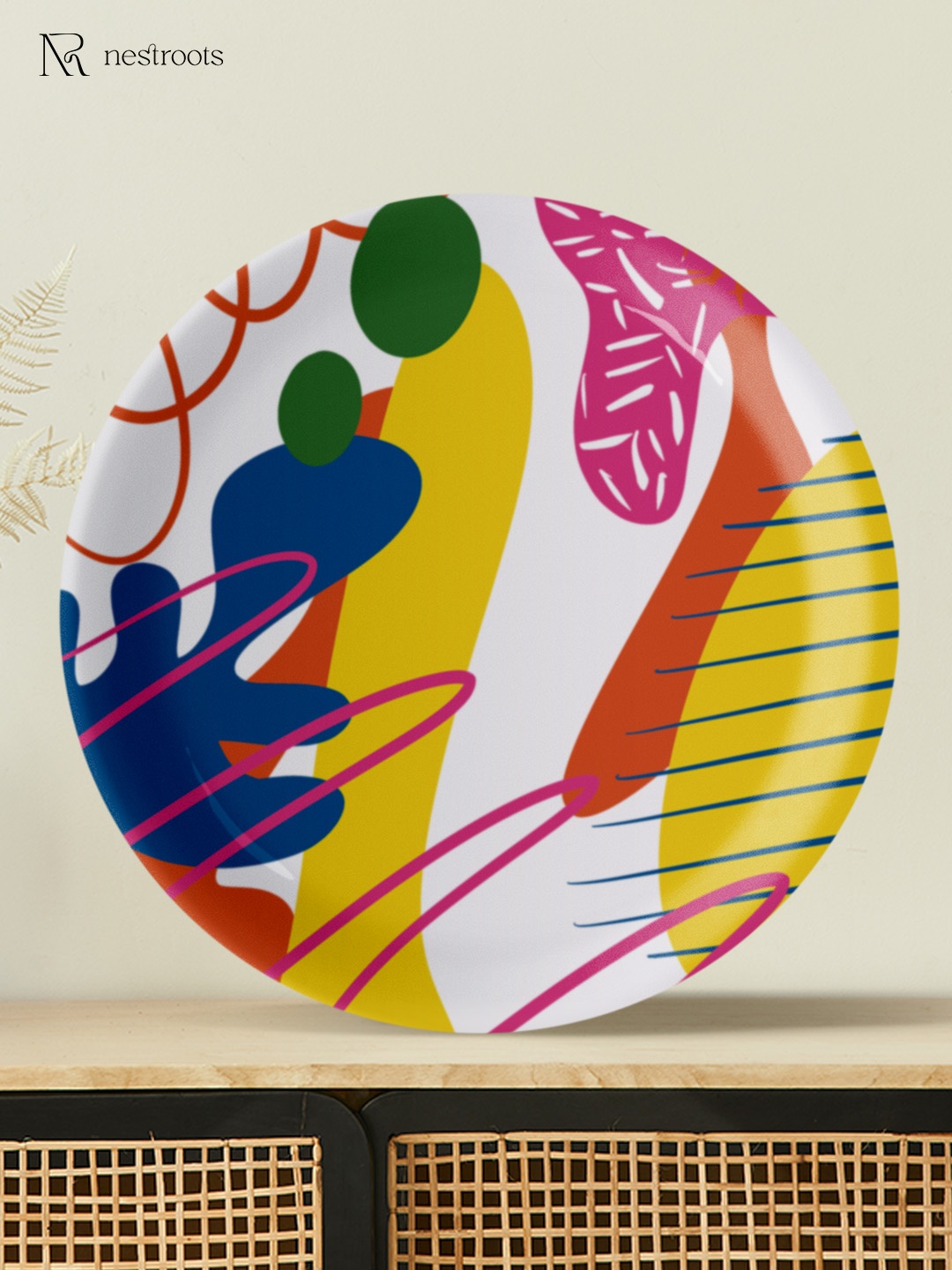 

nestroots Color Burst Yellow & White Printed Wall Plate