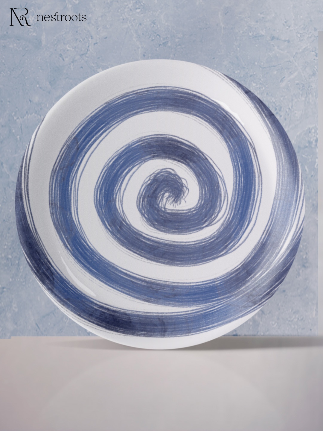 

nestroots Blue & White Abstract Printed Indigo Intrigue Wall Plate