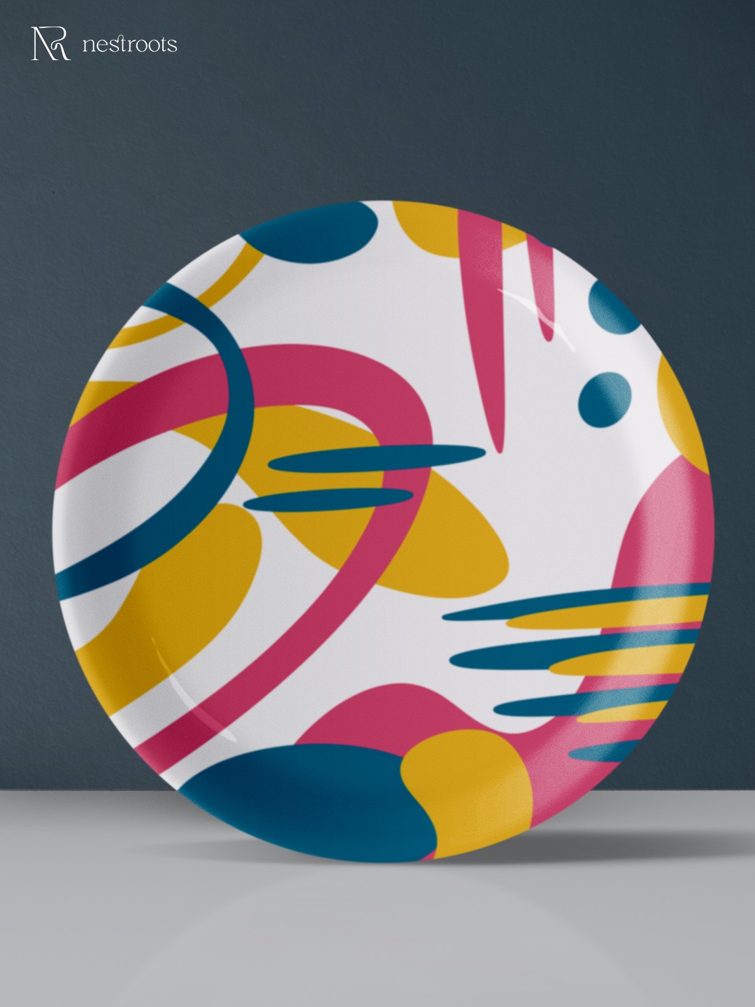 

nestroots White & Pink Abstract Printed Ceramic Wall Plate