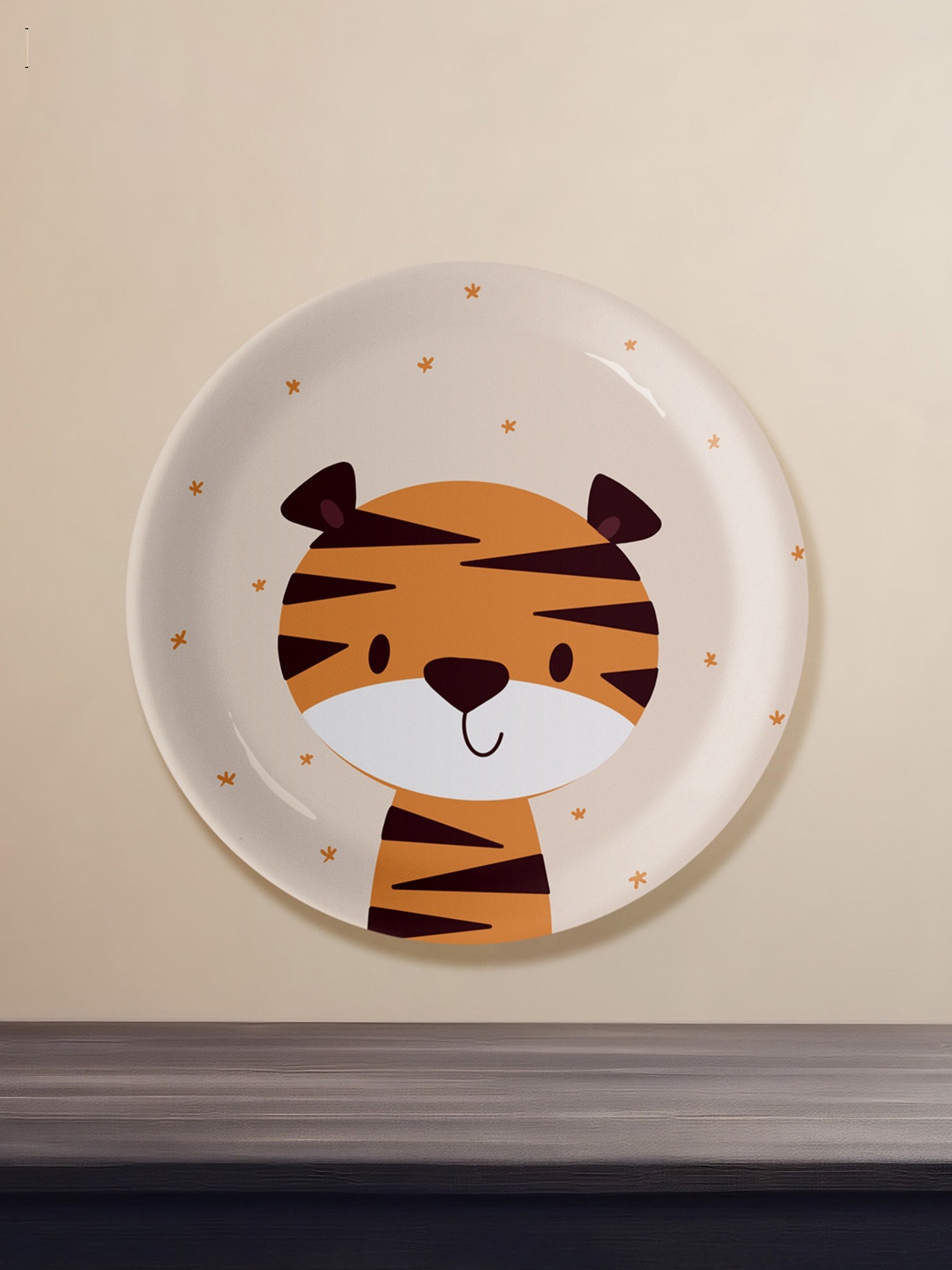 

nestroots Orange & Black Cartoon Printed Ceramic Wall Plate