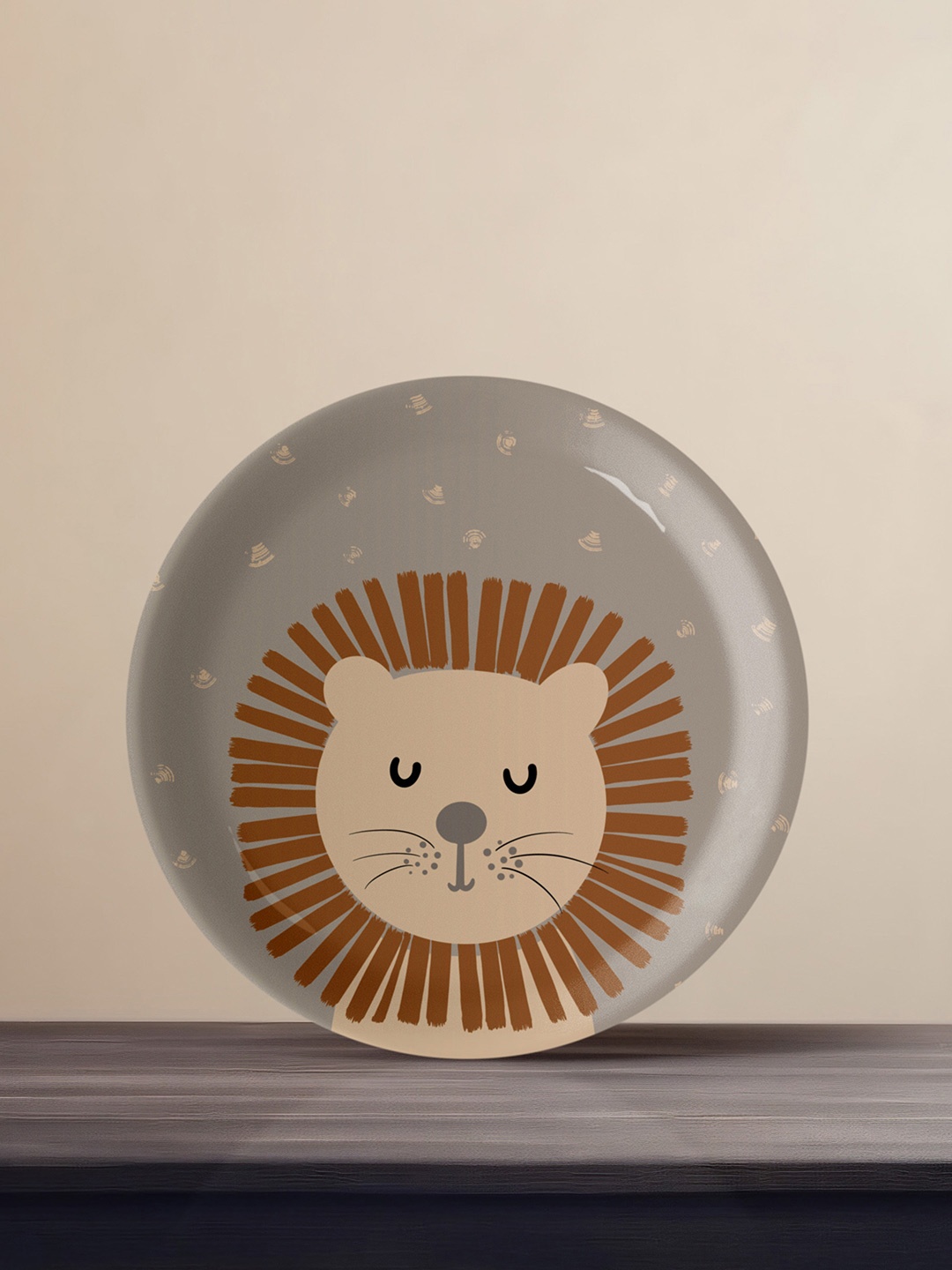 

nestroots Grey & Brown Cartoon Printed Colorful Companions Wall Plate