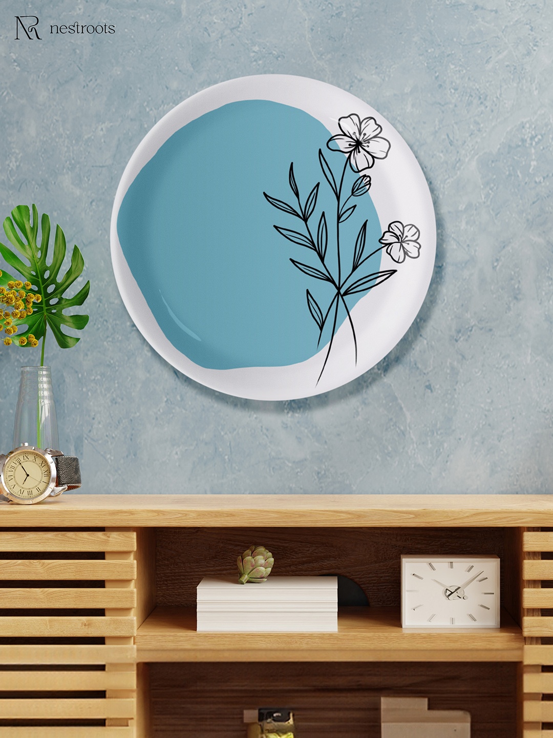 

nestroots Blue & White Floral Printed Ceramic Wall Plate