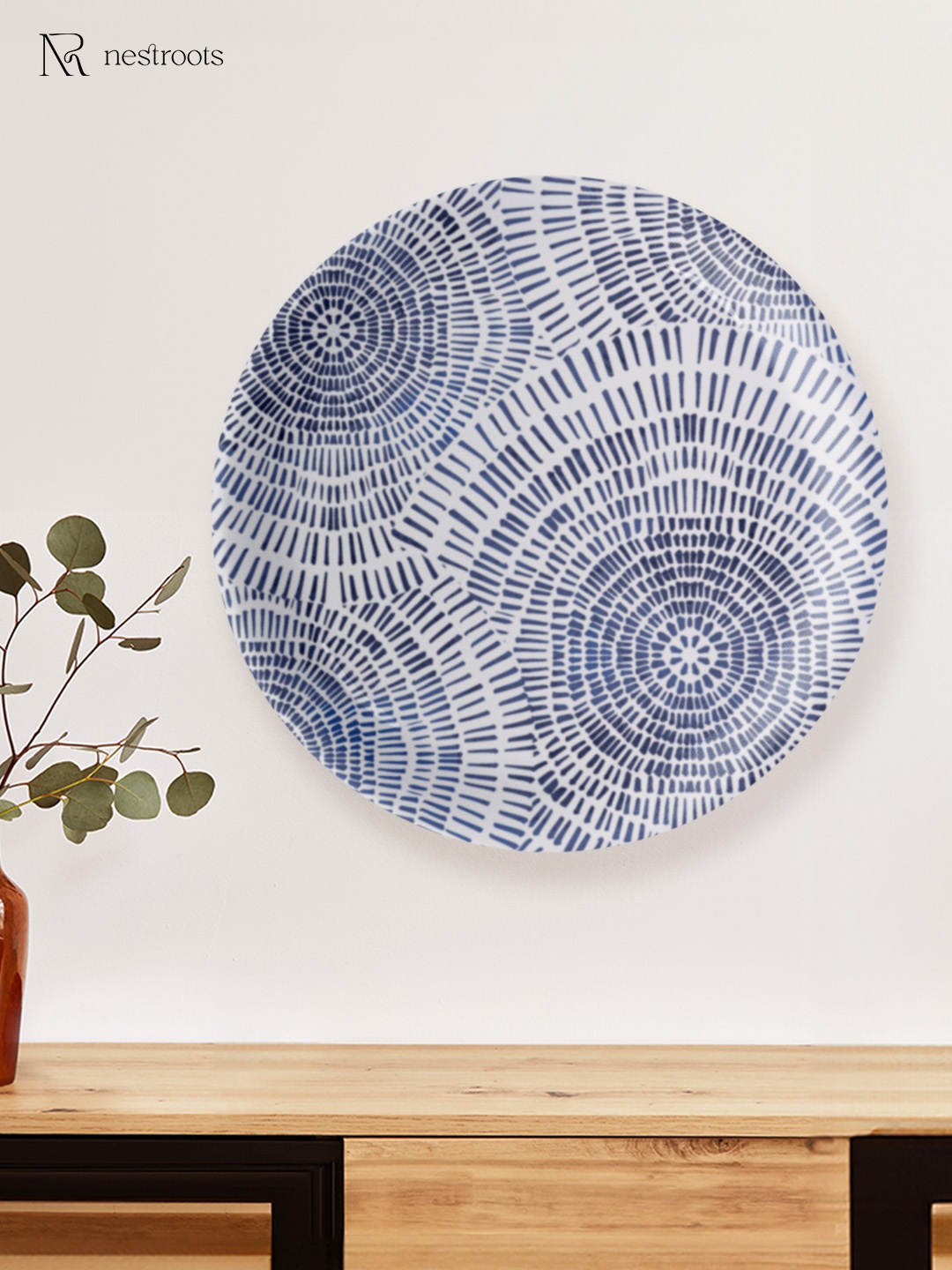 

nestroots Blue & White Abstract Printed Ceramic Wall Plate