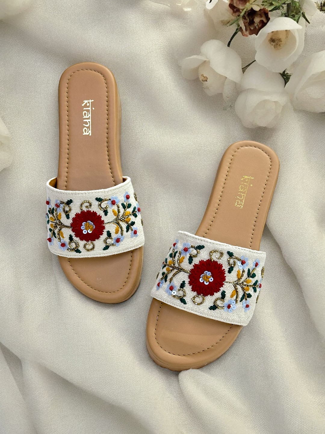 

Kiana House Of Fashion Embellished Wedge Heels, Beige