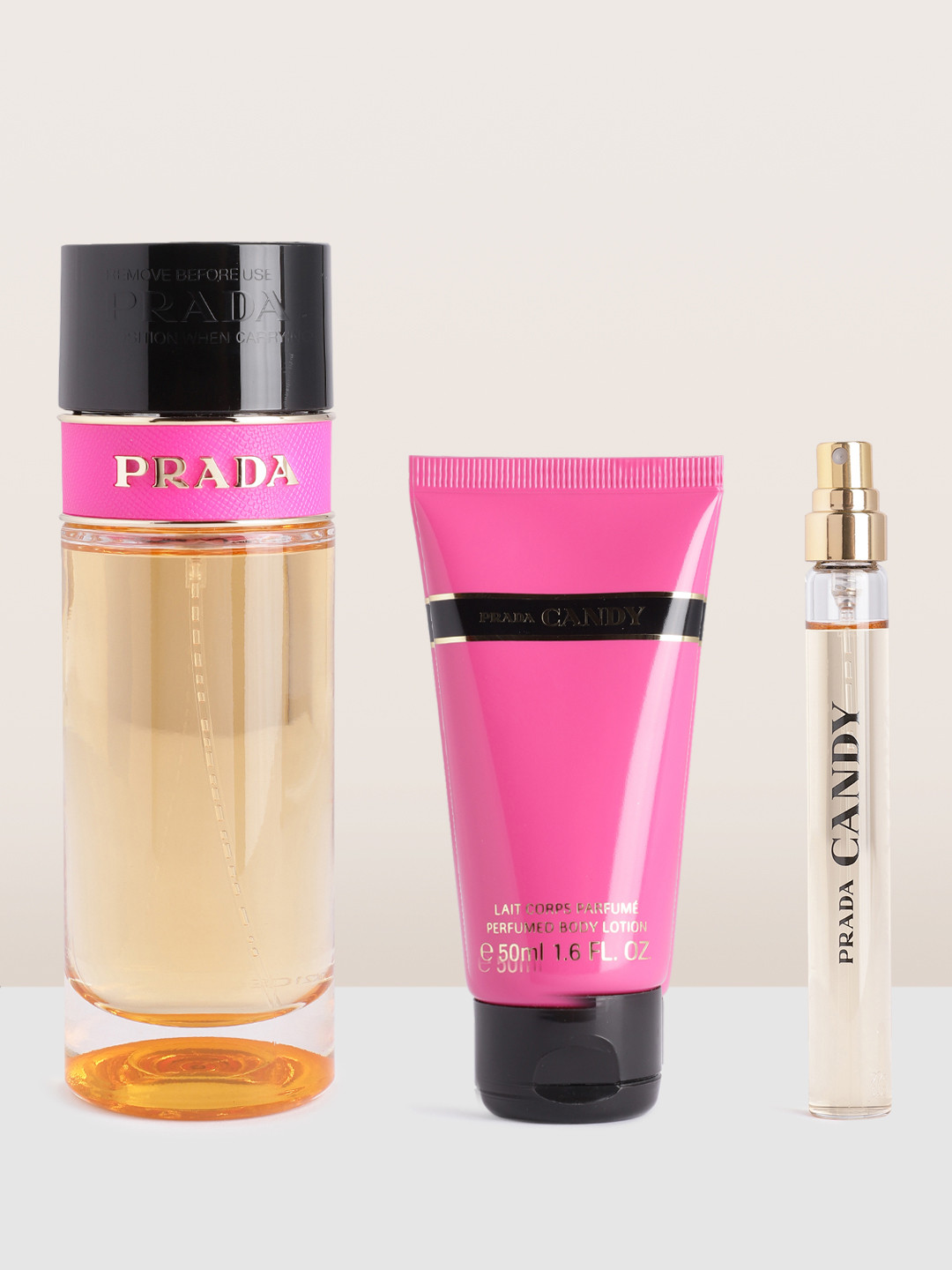 

Prada Candy Fragrance Gift Set - EDP 80 ml + Body Lotion 50 ml + Travel Size EDP 10 ml, Black