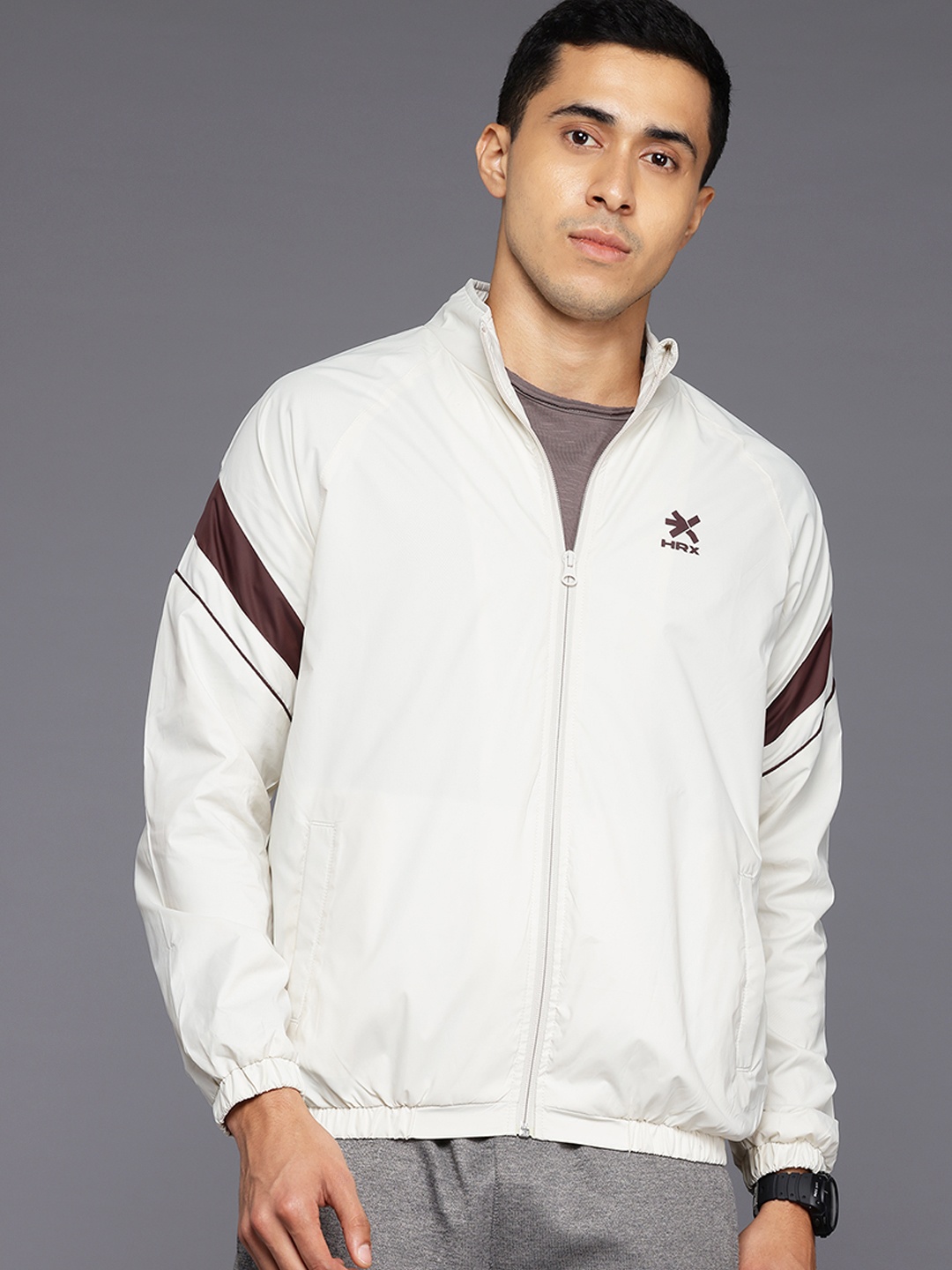 

HRX by Hrithik Roshan Rapid-Dry Bomber Jacket, Off white