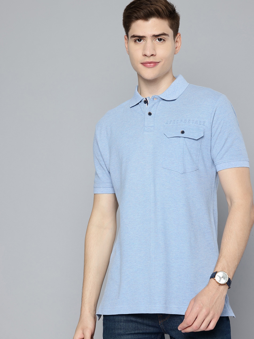 

Aeropostale Polo Collar Pure Cotton T-shirt, Blue