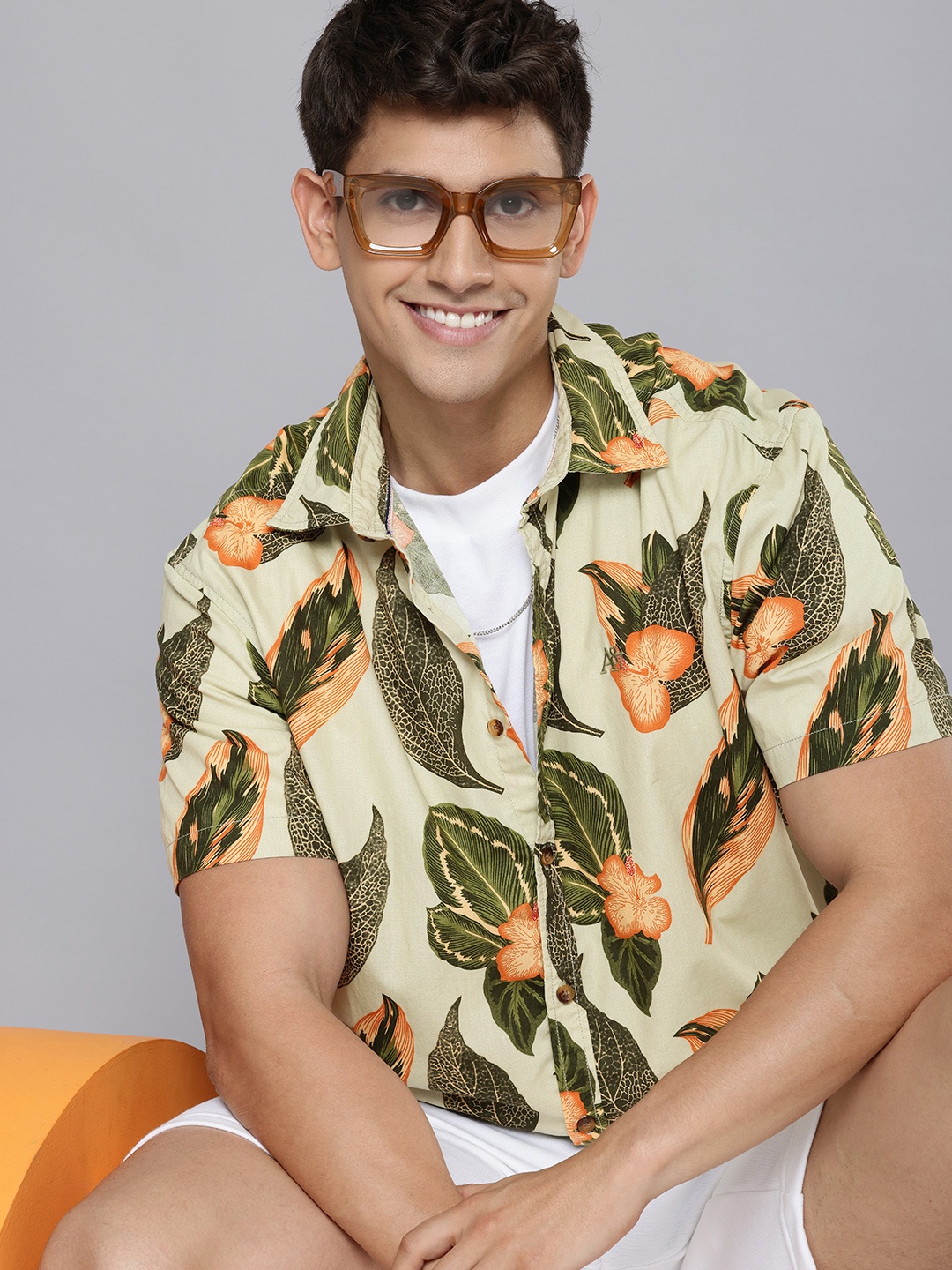 

Aeropostale Tropical Printed Pure Cotton Casual Shirt, Green