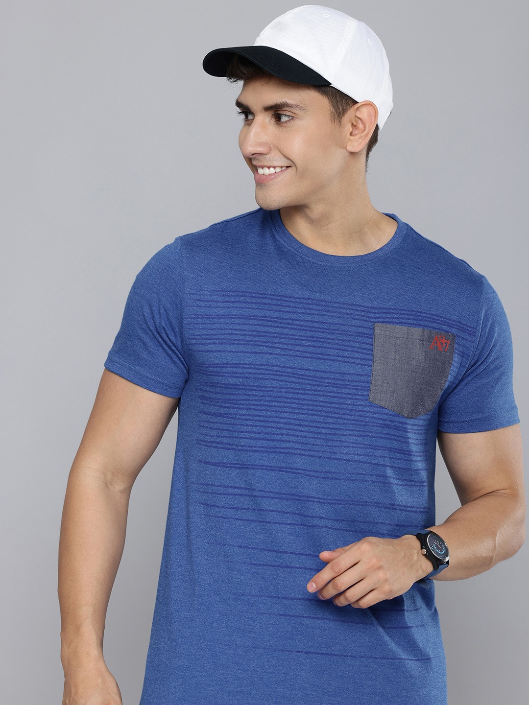 

Aeropostale Striped Pockets T-shirt, Blue