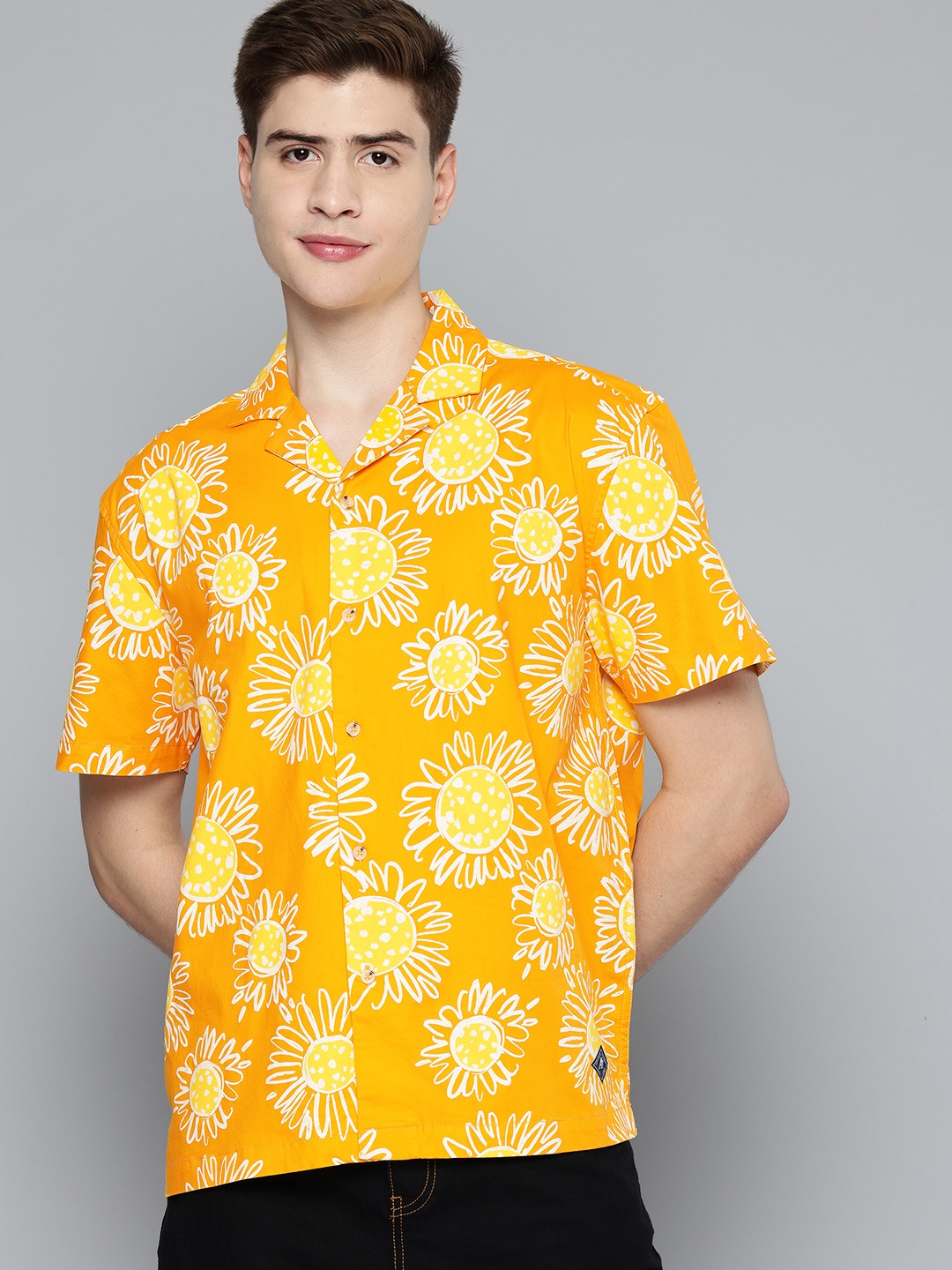 

Aeropostale Men Printed Pure Cotton Casual Shirt, Orange