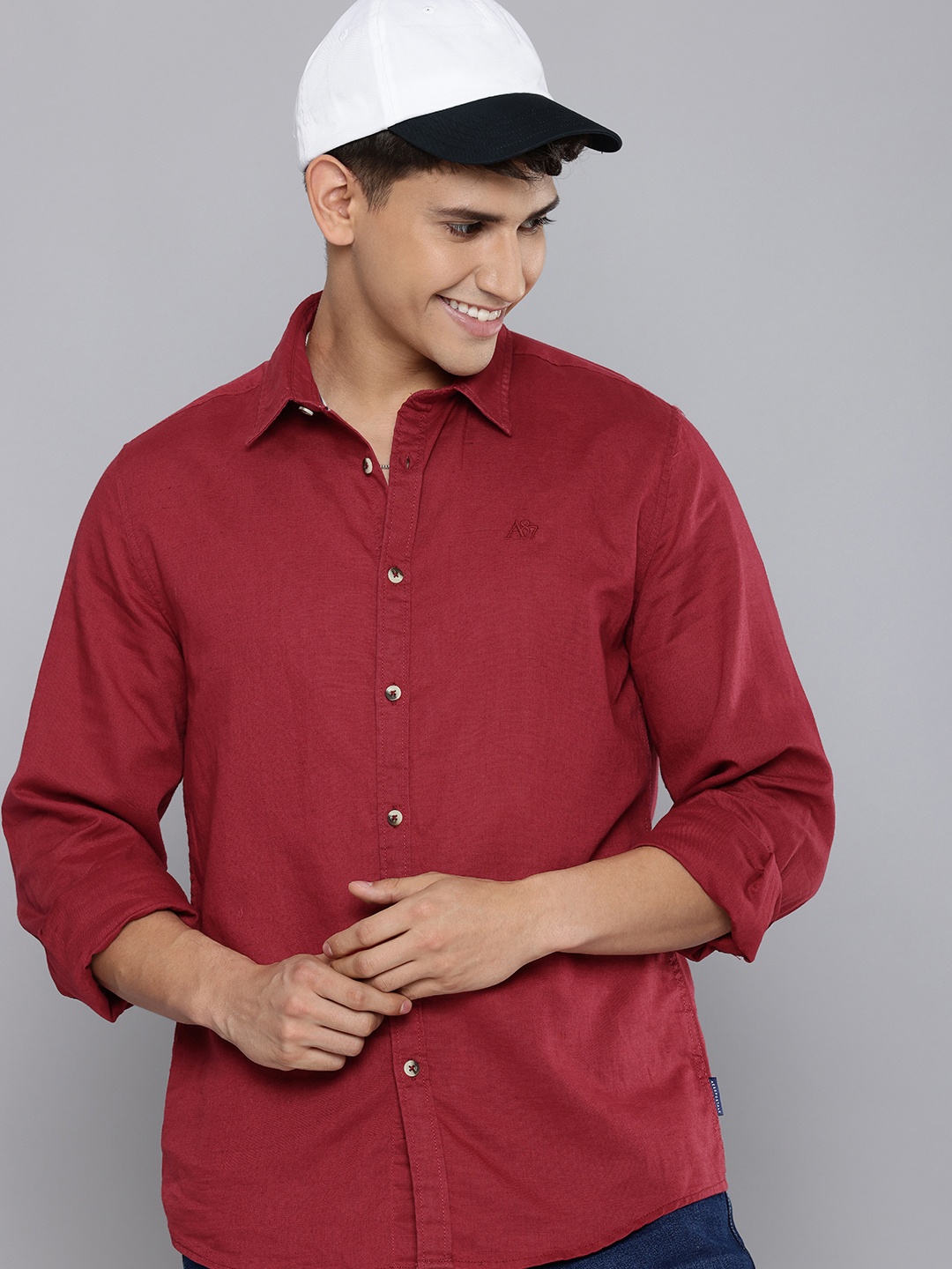 

Aeropostale Spread Collar Pure Cotton Casual Shirt, Maroon