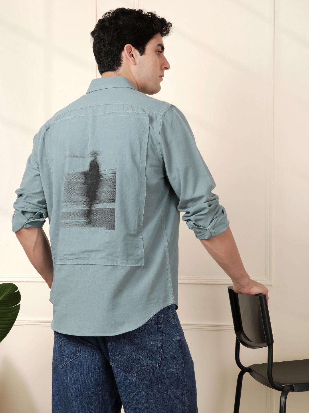 

WROGN Pure Cotton Opaque Printed Casual Shirt, Blue