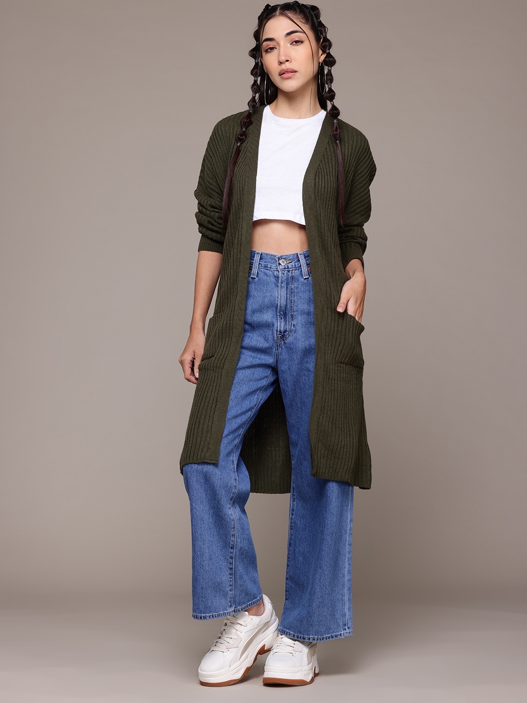 

The Roadster Life Co. Ribbed Longline Cardigan, Olive