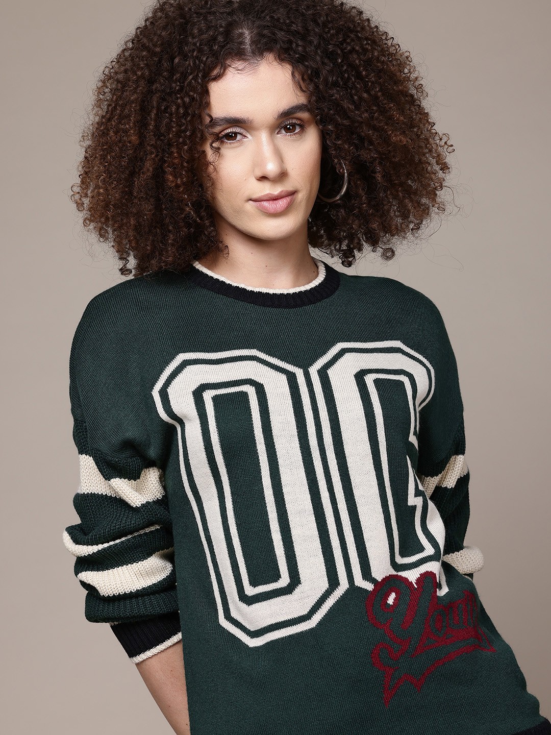 

The Roadster Lifestyle Co. Women Typography Acrylic Pullover, Green