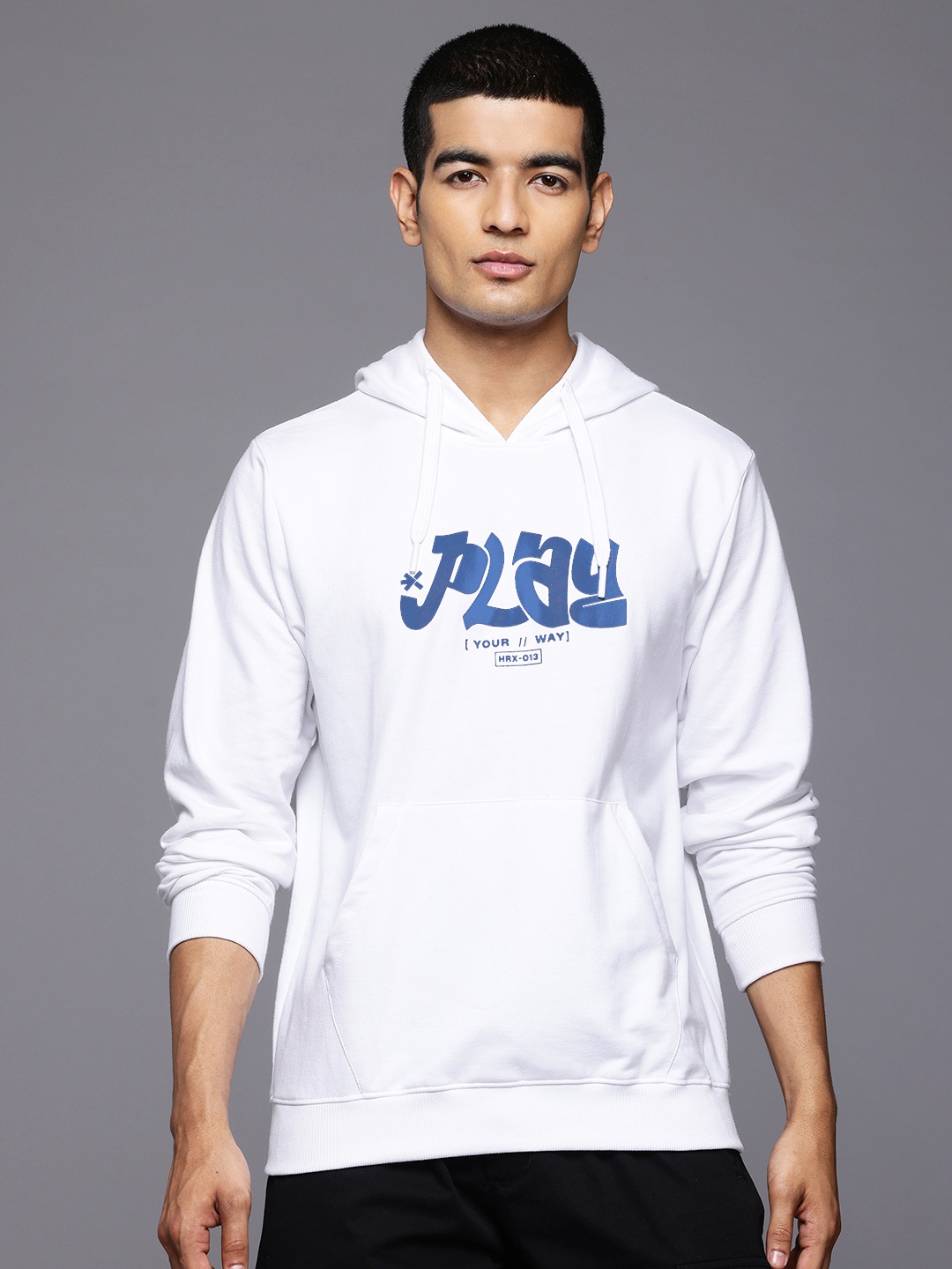 

HRX by Hrithik Roshan Typography Printed Hooded Sweatshirt, White