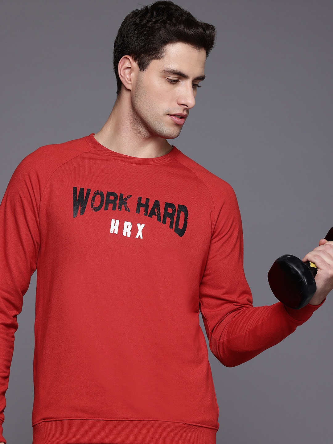 

HRX by Hrithik Roshan Typography Raglan Sleeve Sweatshirt, Red