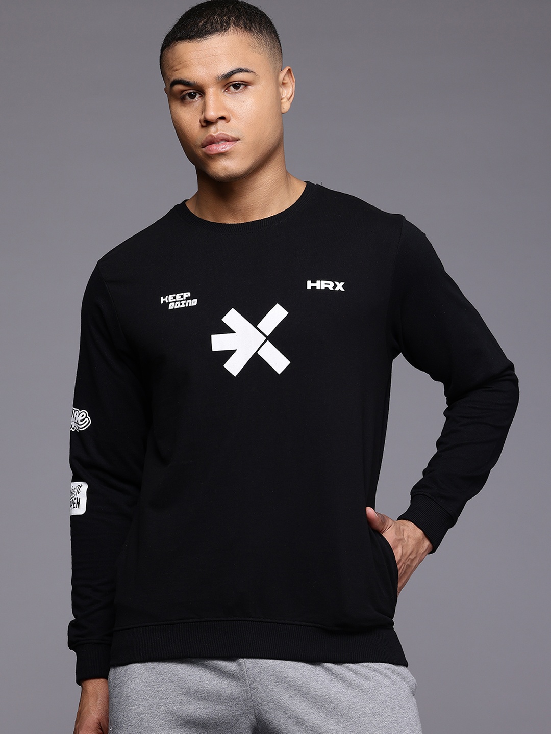 

HRX by Hrithik Roshan Printed Sweatshirt, Black