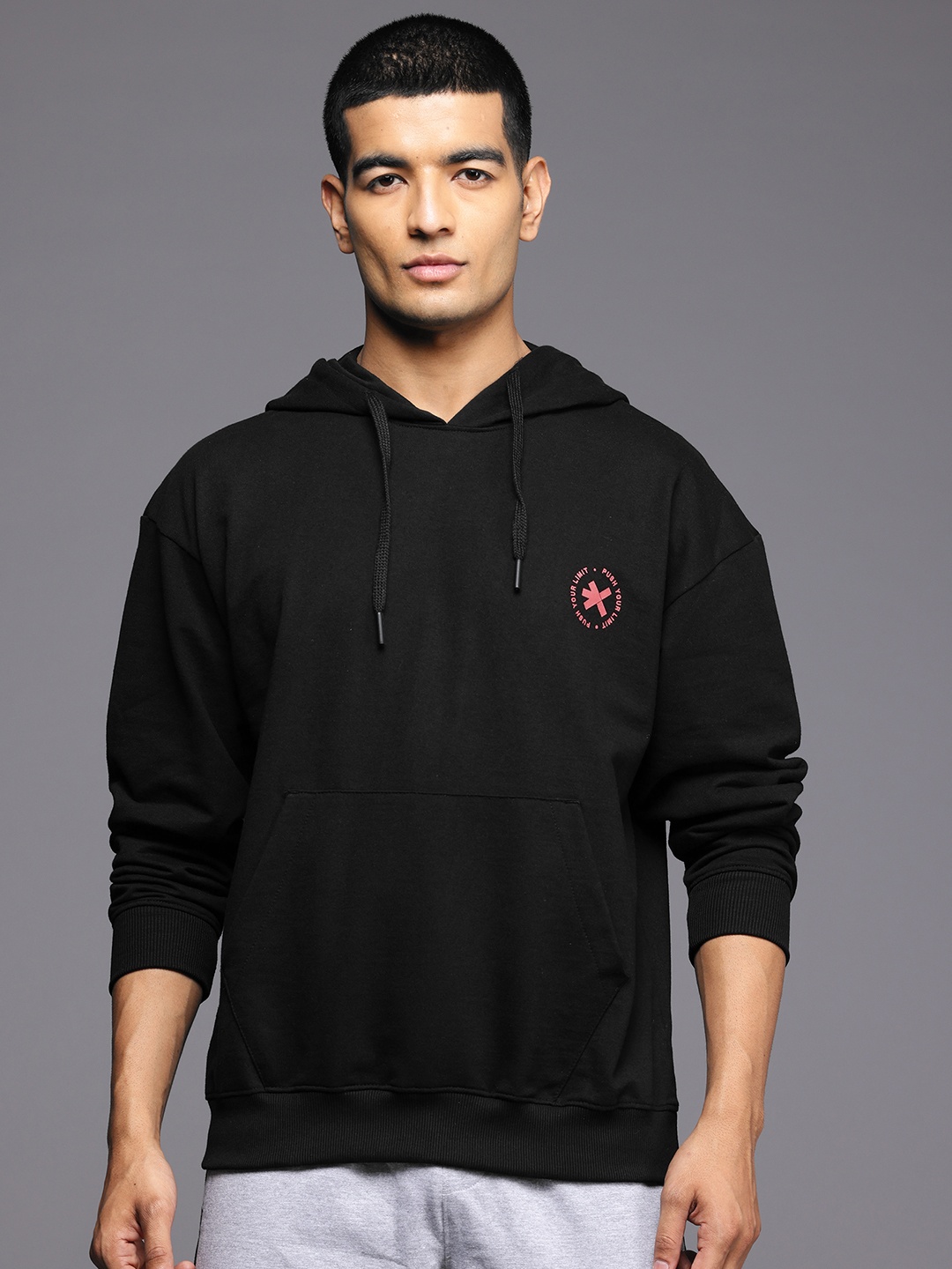

HRX by Hrithik Roshan Men Printed Hooded Sweatshirt, Black