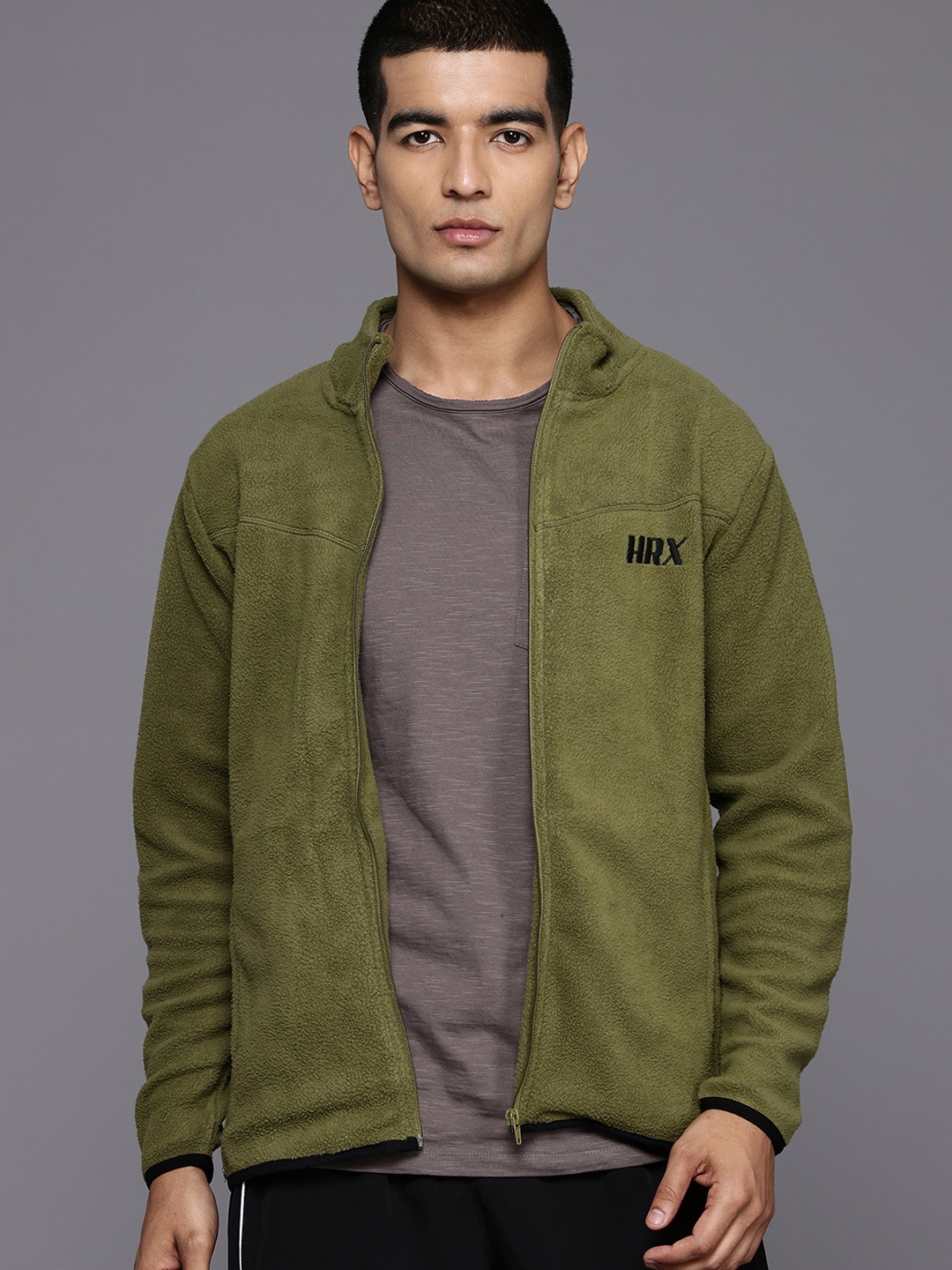 

HRX by Hrithik Roshan Fleece Rapid-Dry Outdoor Sweatshirt, Olive