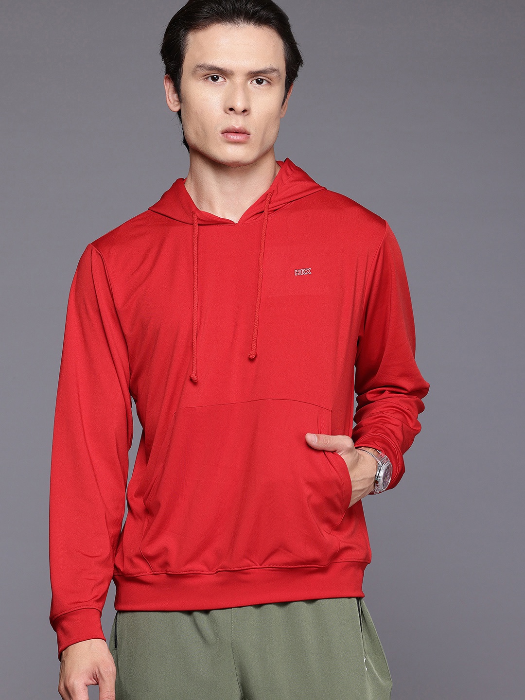 

HRX by Hrithik Roshan Printed TRAINING-SPORT Hooded Sweatshirt, Red